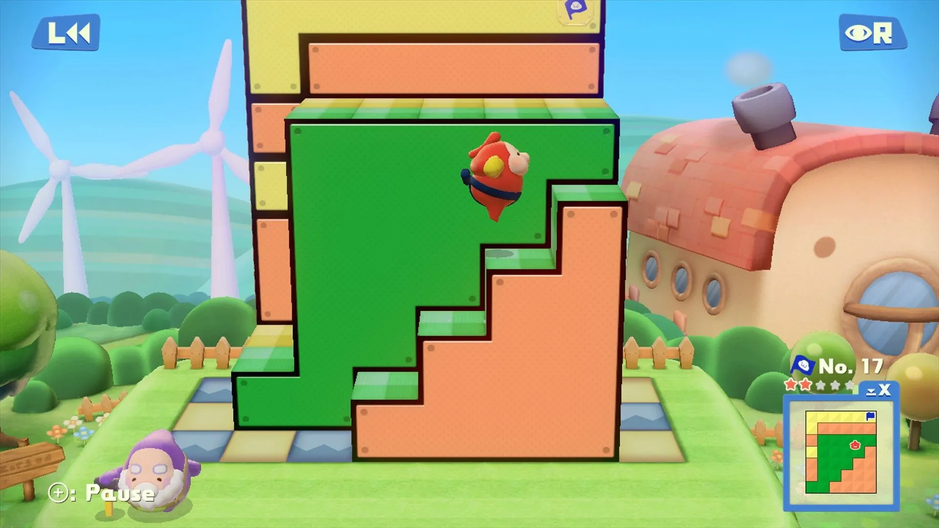 Màn chơi giải đố đẩy khối trong Pushmo World trên hệ máy Wii U