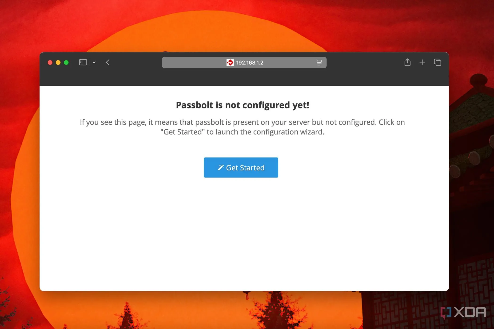 Màn hình &quot;Bắt Đầu&quot; cấu hình Passbolt Server trên trình duyệt web