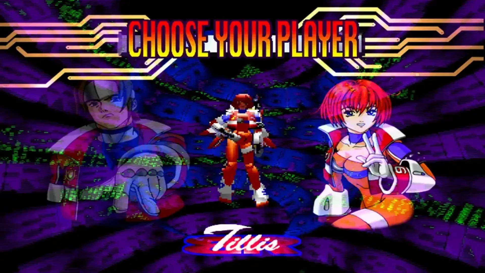 Màn hình chọn nhân vật trong game Burning Rangers trên Sega Saturn