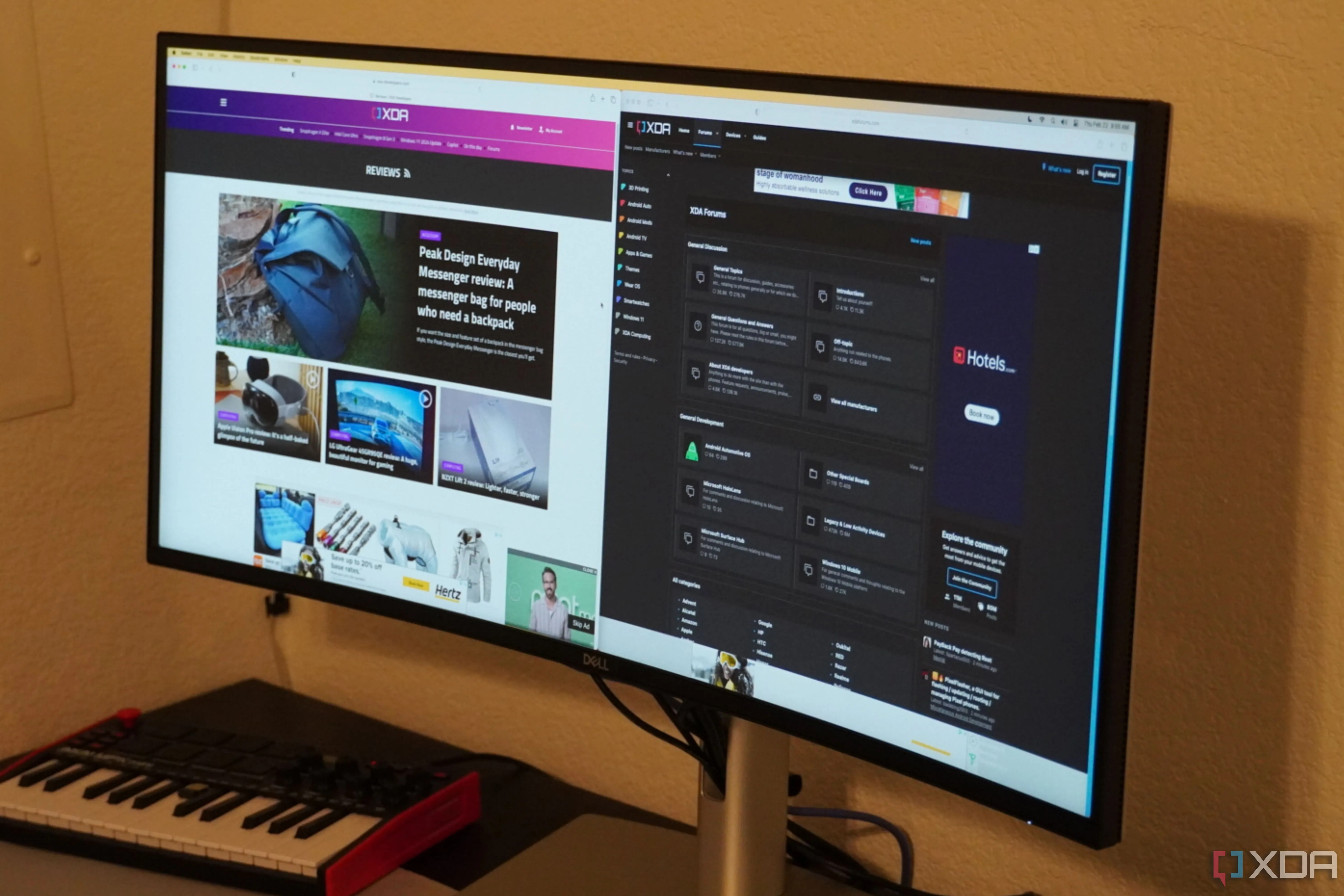 Màn hình Dell UltraSharp 34 hiển thị nhiều ứng dụng đang chạy, minh họa quá trình đa nhiệm