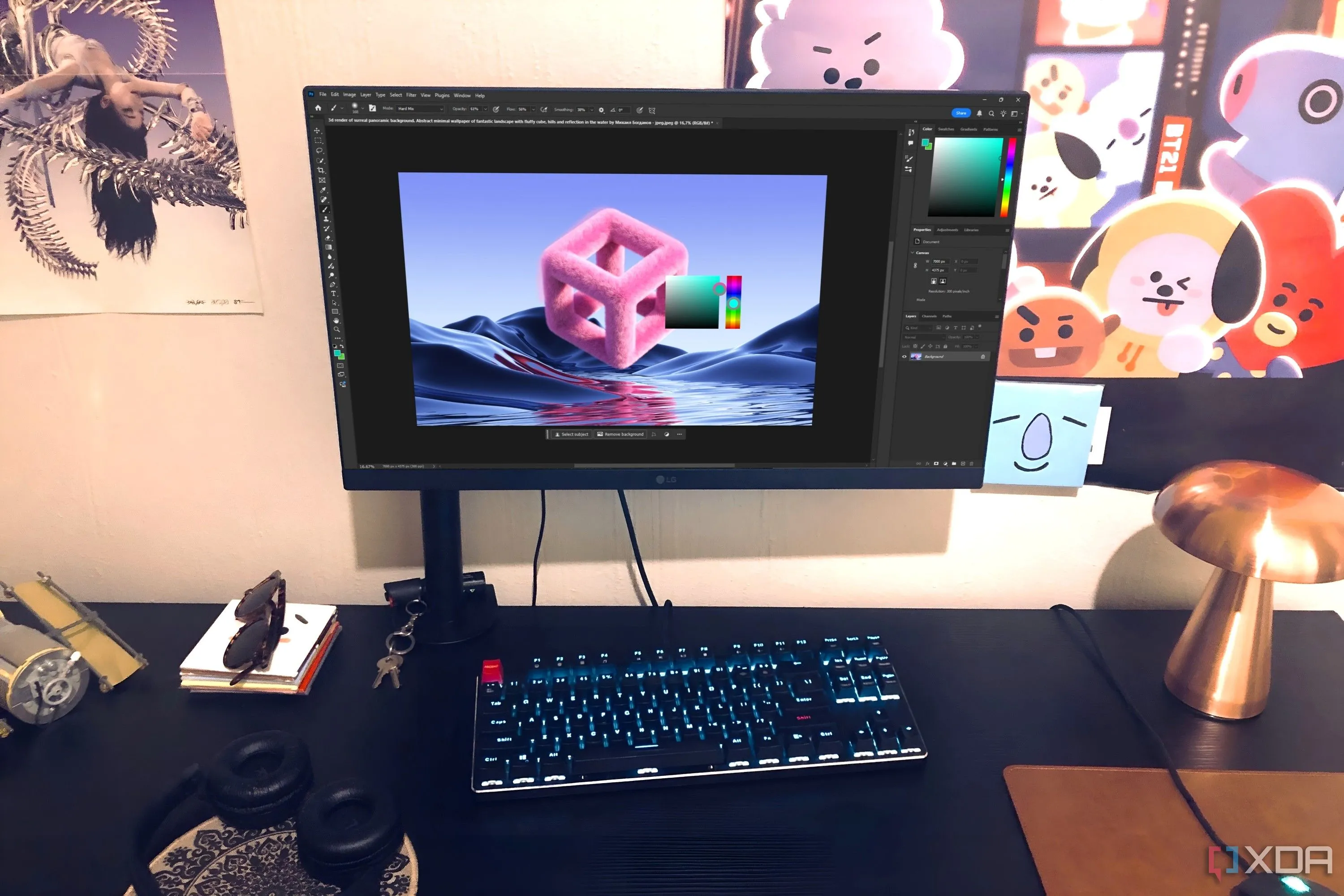 Màn hình máy tính hiển thị ứng dụng Photoshop với các tính năng tăng tốc quy trình làm việc