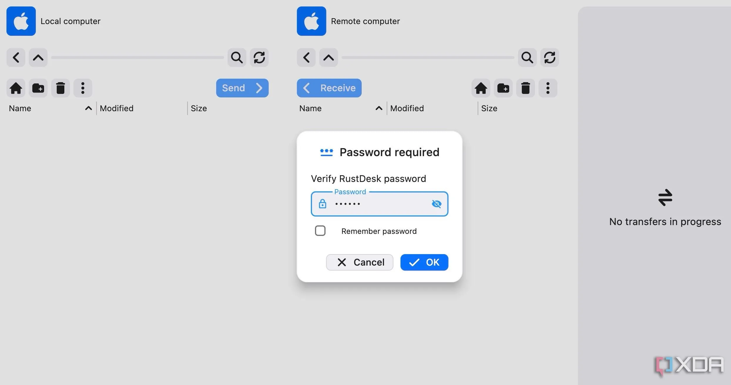 Màn hình máy tính liệt kê các lý do nên sử dụng RustDesk: Miễn phí, Nhanh, Bảo mật, Mã nguồn mở, Tự host và Dễ sử dụng, nhấn mạnh ưu điểm của phần mềm điều khiển từ xa này.
