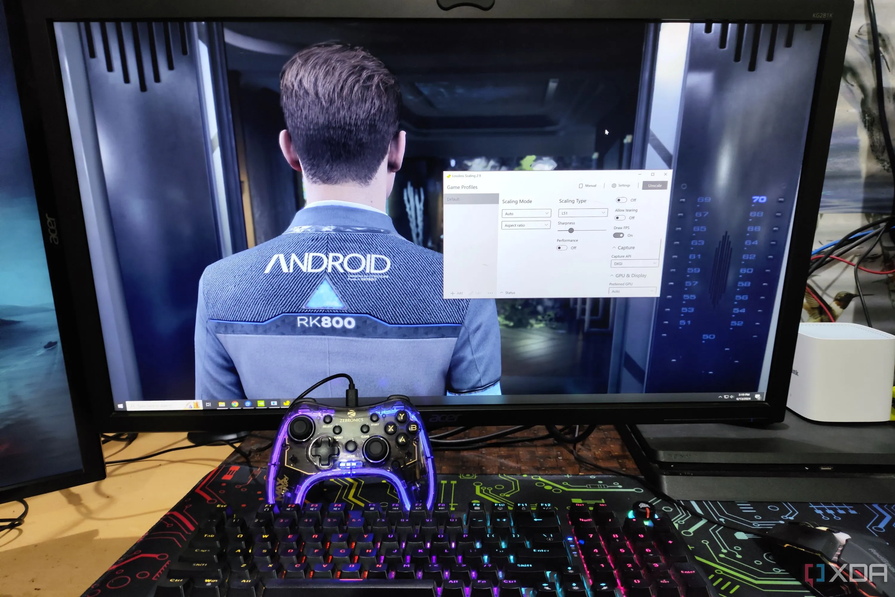 Màn hình PC hiển thị game Detroit: Become Human được tối ưu bằng công cụ Lossless Scaling