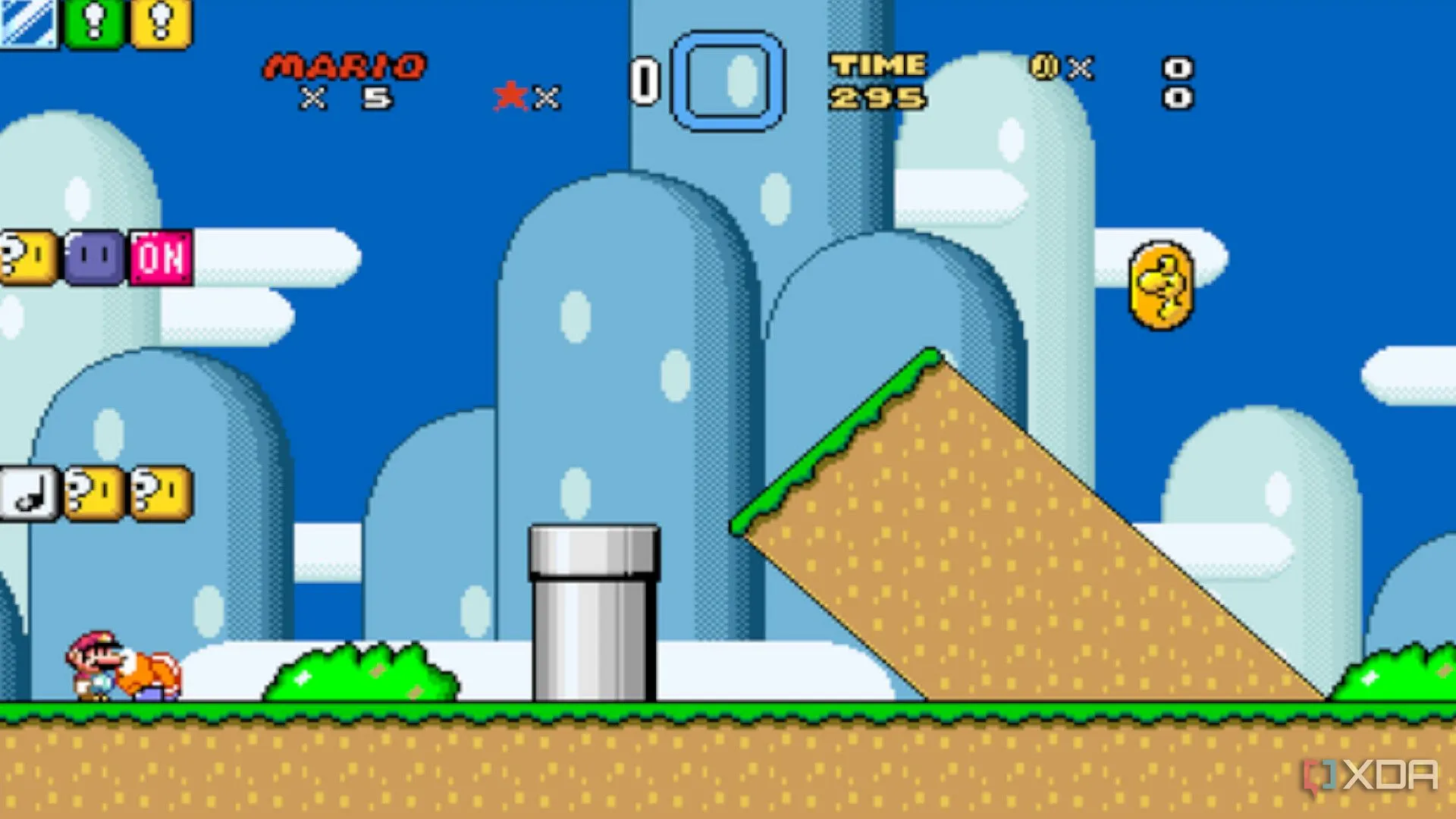 Màn hình trò chơi Super Mario chạy trên giả lập BSNES, thể hiện độ chính xác cao