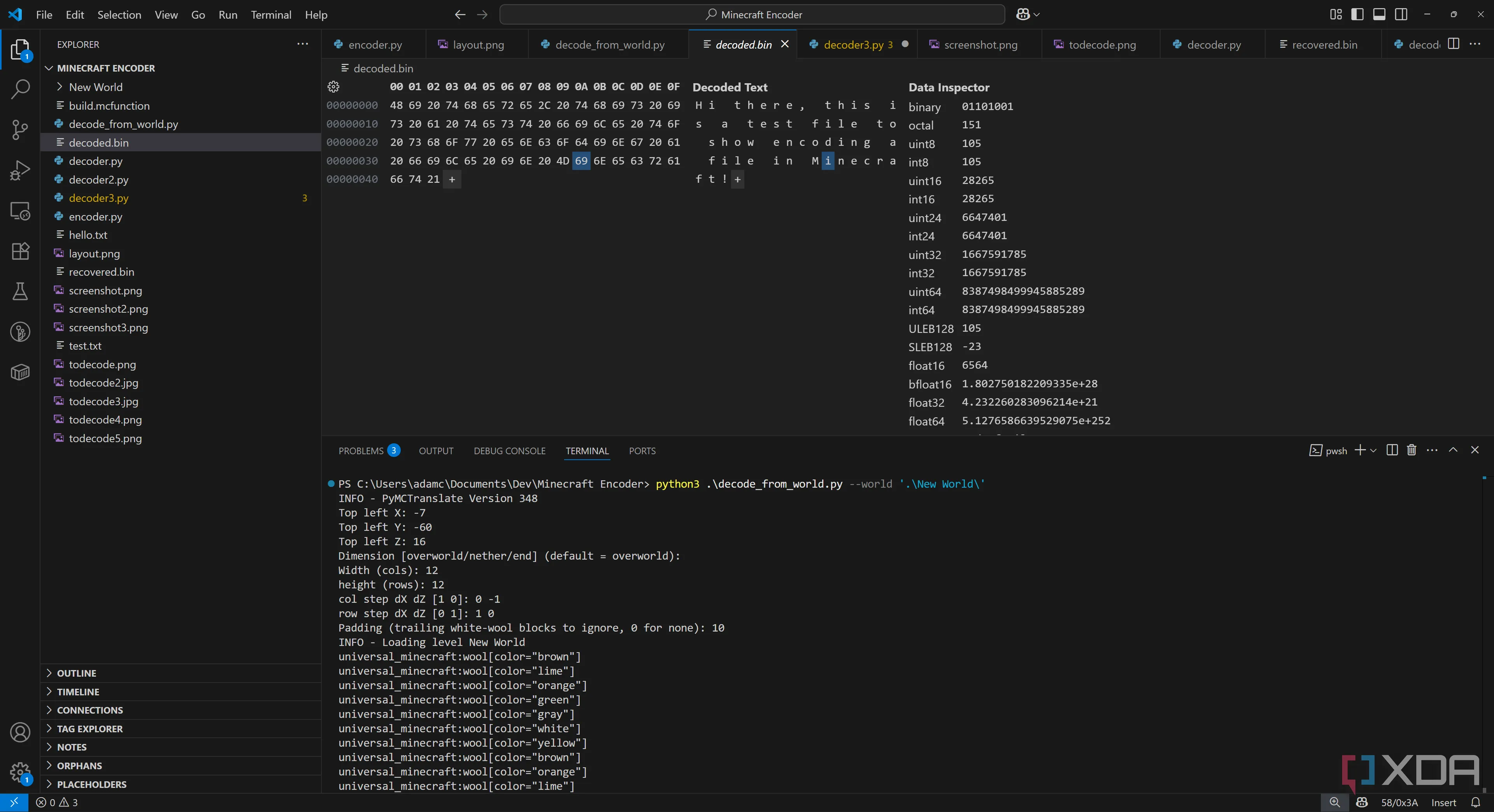 Minecraft decoded.bin in hexeditor