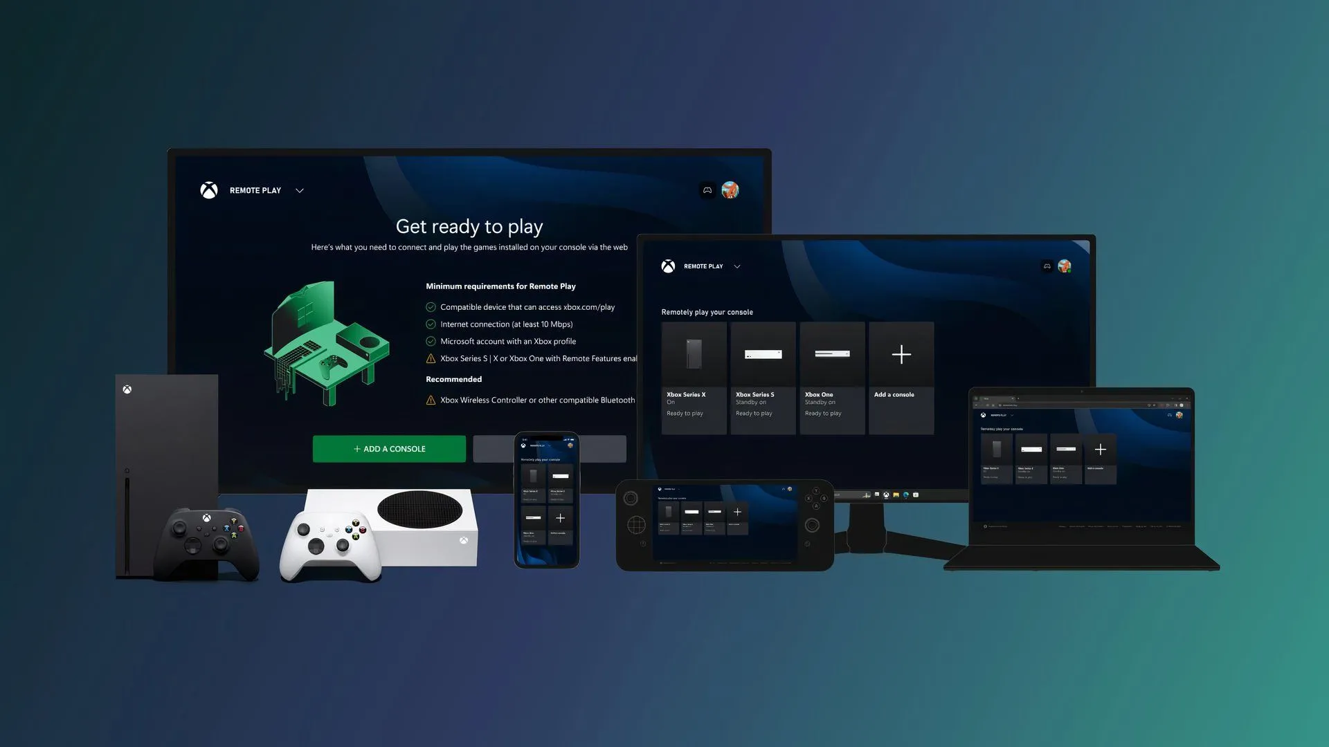 Minh họa Xbox Remote Play cho phép chơi game từ console trên nhiều thiết bị khác nhau