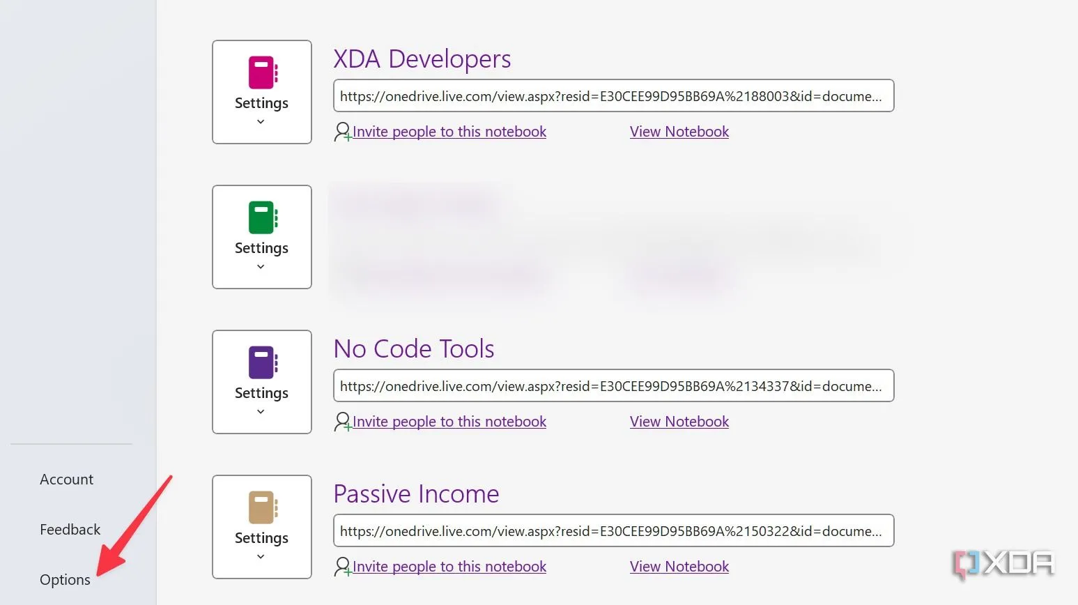 Mở cửa sổ Tùy chọn của OneNote từ menu File để điều chỉnh các cài đặt nâng cao.