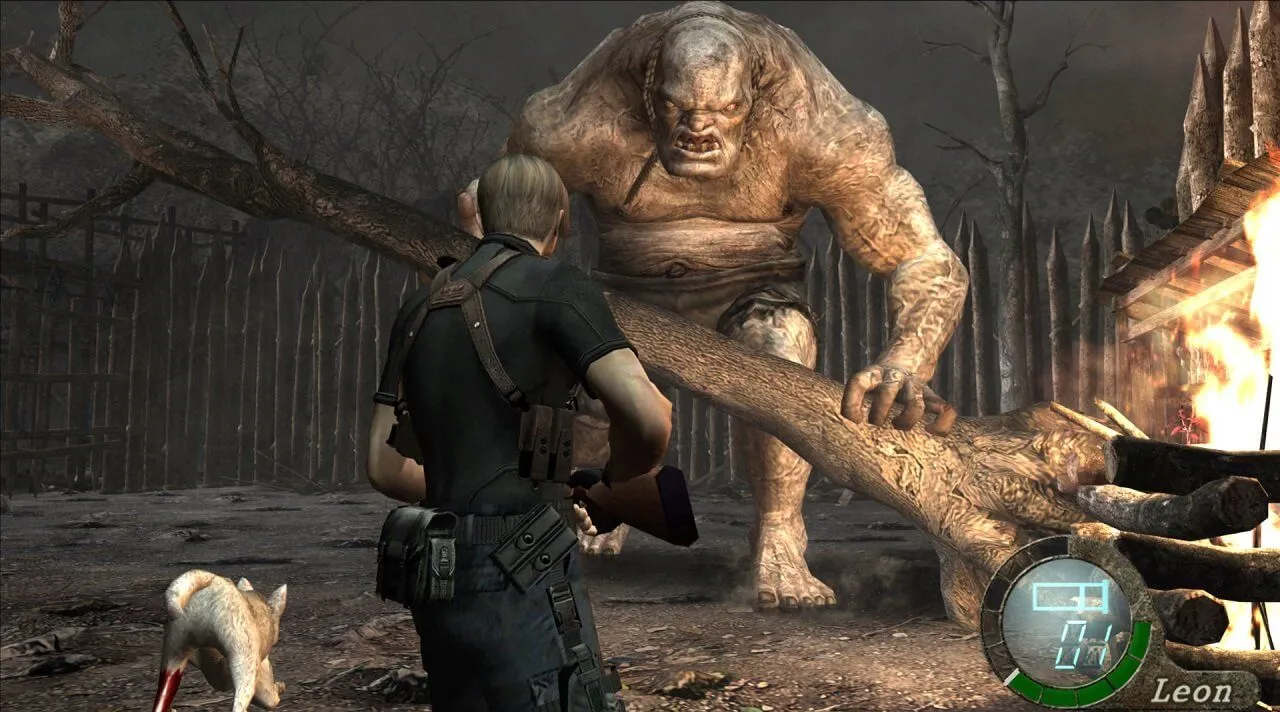Một cảnh chiến đấu dữ dội trong Resident Evil 4, thể hiện góc nhìn qua vai đặc trưng.