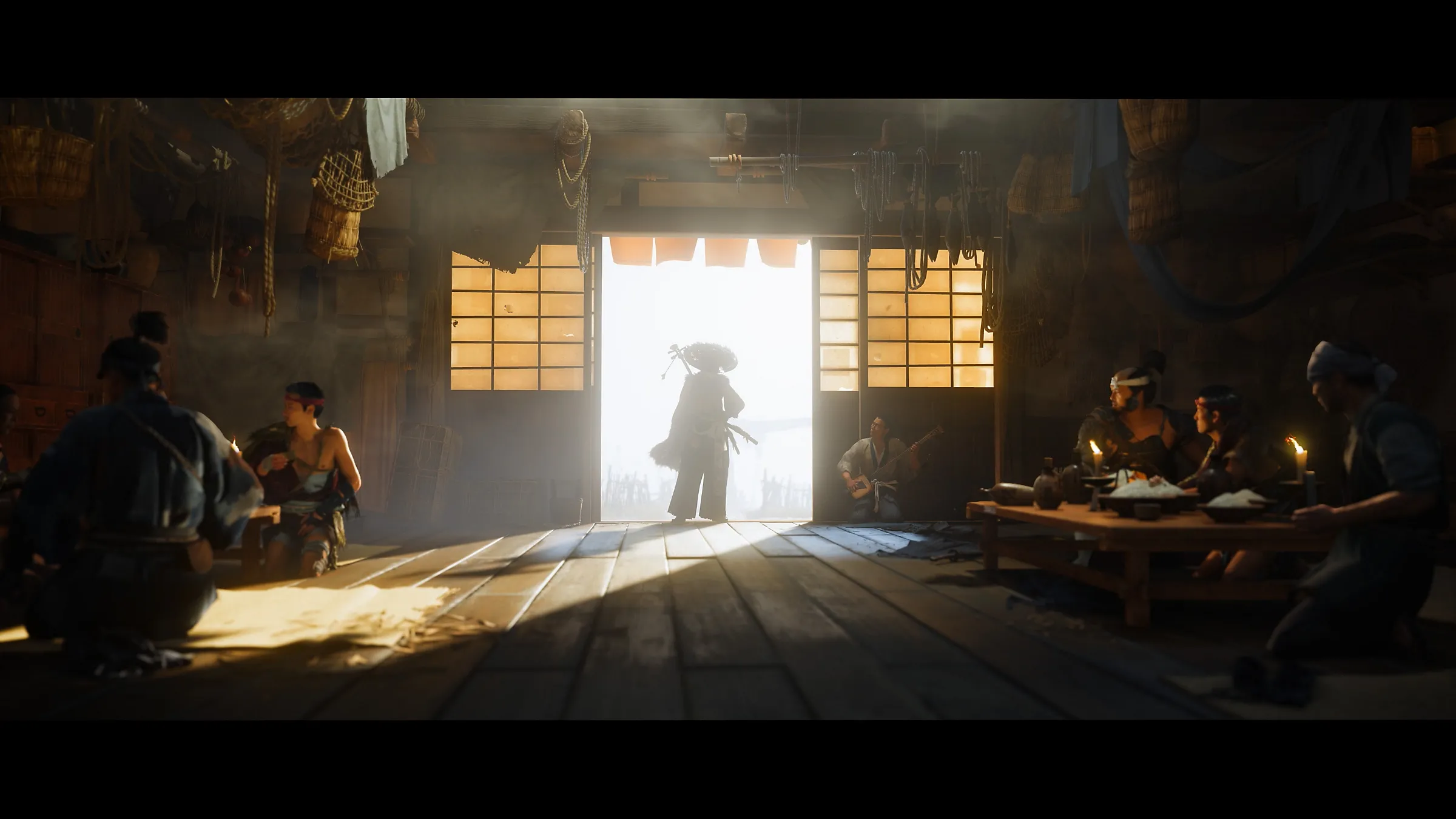 Một hình ảnh báo chí của Ghost of Yōtei, thể hiện phong cách đồ họa và không khí của game phiêu lưu tại Nhật Bản thời phong kiến.