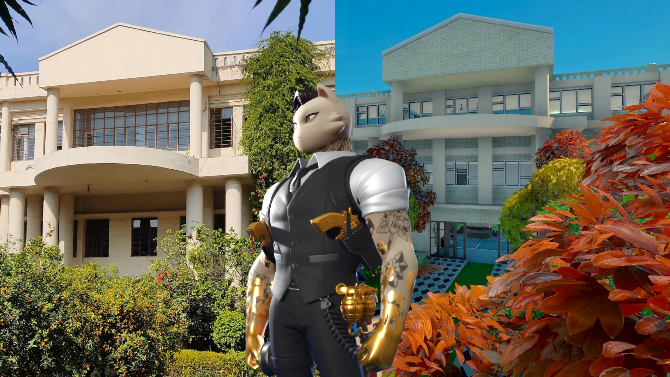 Một mô hình trường học được tái tạo chi tiết trong Fortnite bằng Unreal Editor