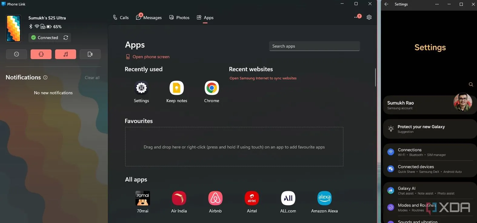 Một số ứng dụng điện thoại Android đang chạy trong các cửa sổ riêng biệt trên màn hình máy tính Windows thông qua Microsoft Phone Link.