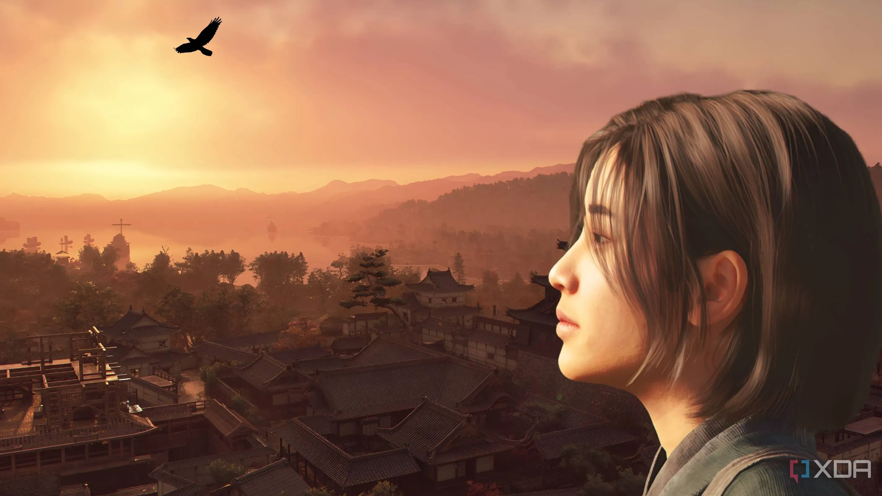 Naoe, sát thủ shinobi trong Assassin's Creed Shadows, ẩn mình trong bóng tối, tượng trưng cho lối chơi lén lút được đề cao trong game.