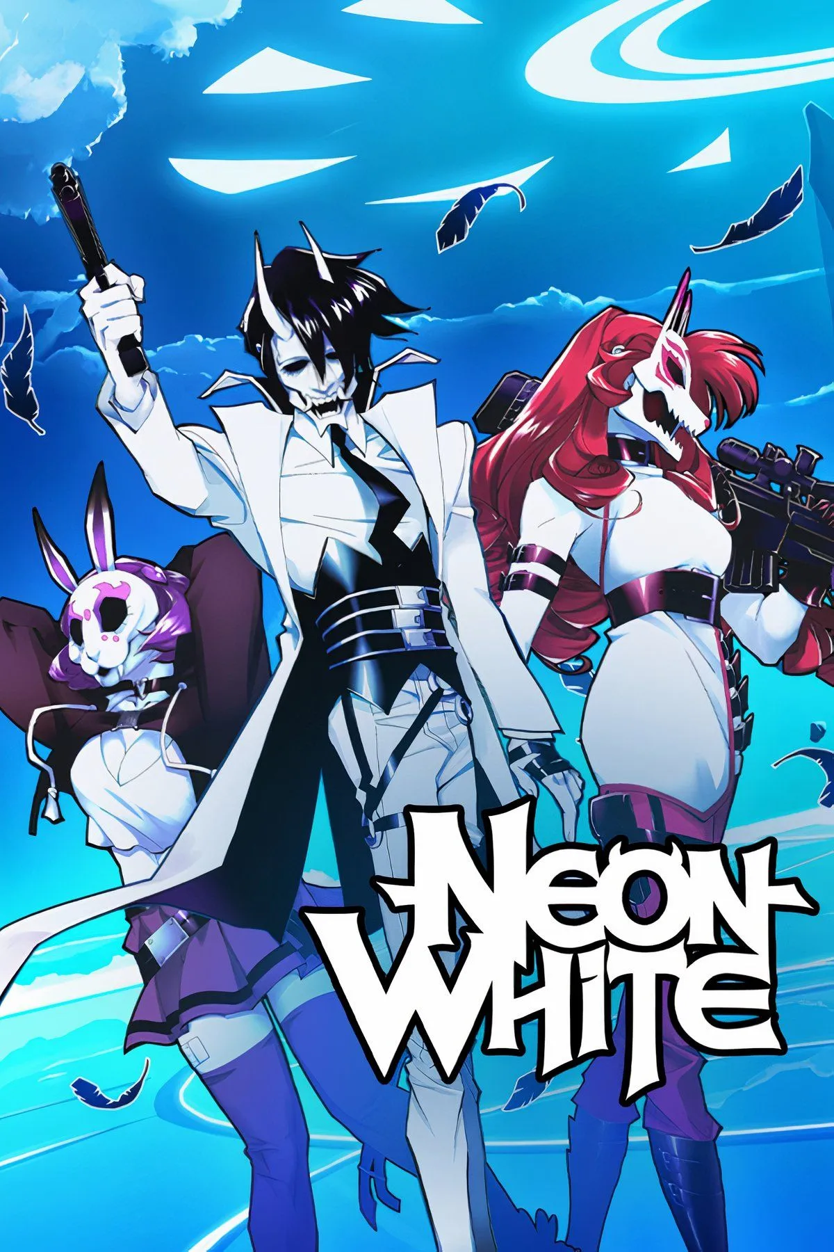 Neon White: Nhân vật chính lao qua các kiến trúc trắng trong môi trường tốc độ cao