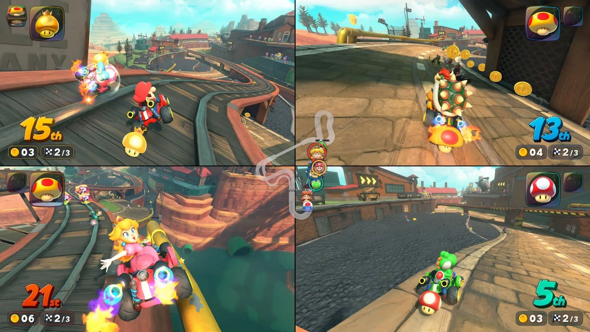 Người chơi tham gia các thử thách nhỏ trong chế độ Free Roam của Mario Kart World