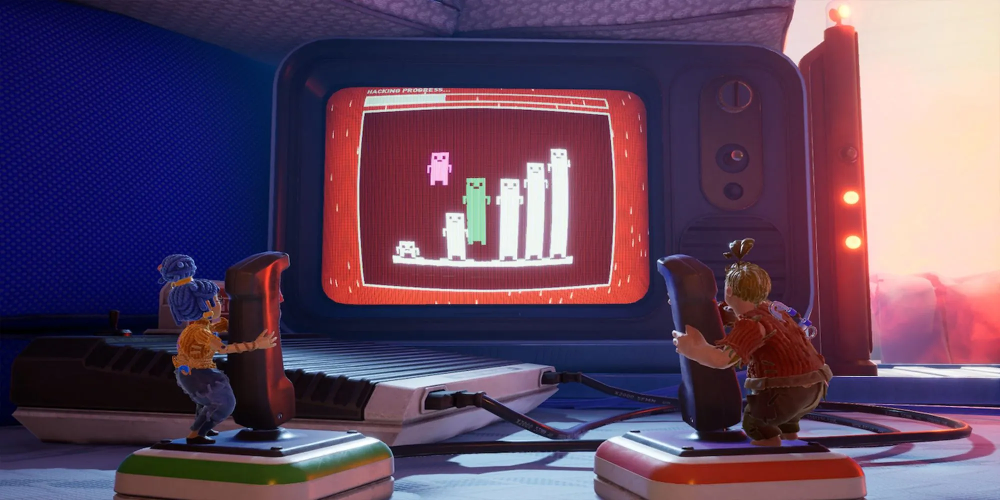 Người chơi tham gia một minigame vui nhộn trong It Takes Two, thể hiện yếu tố giải trí của game