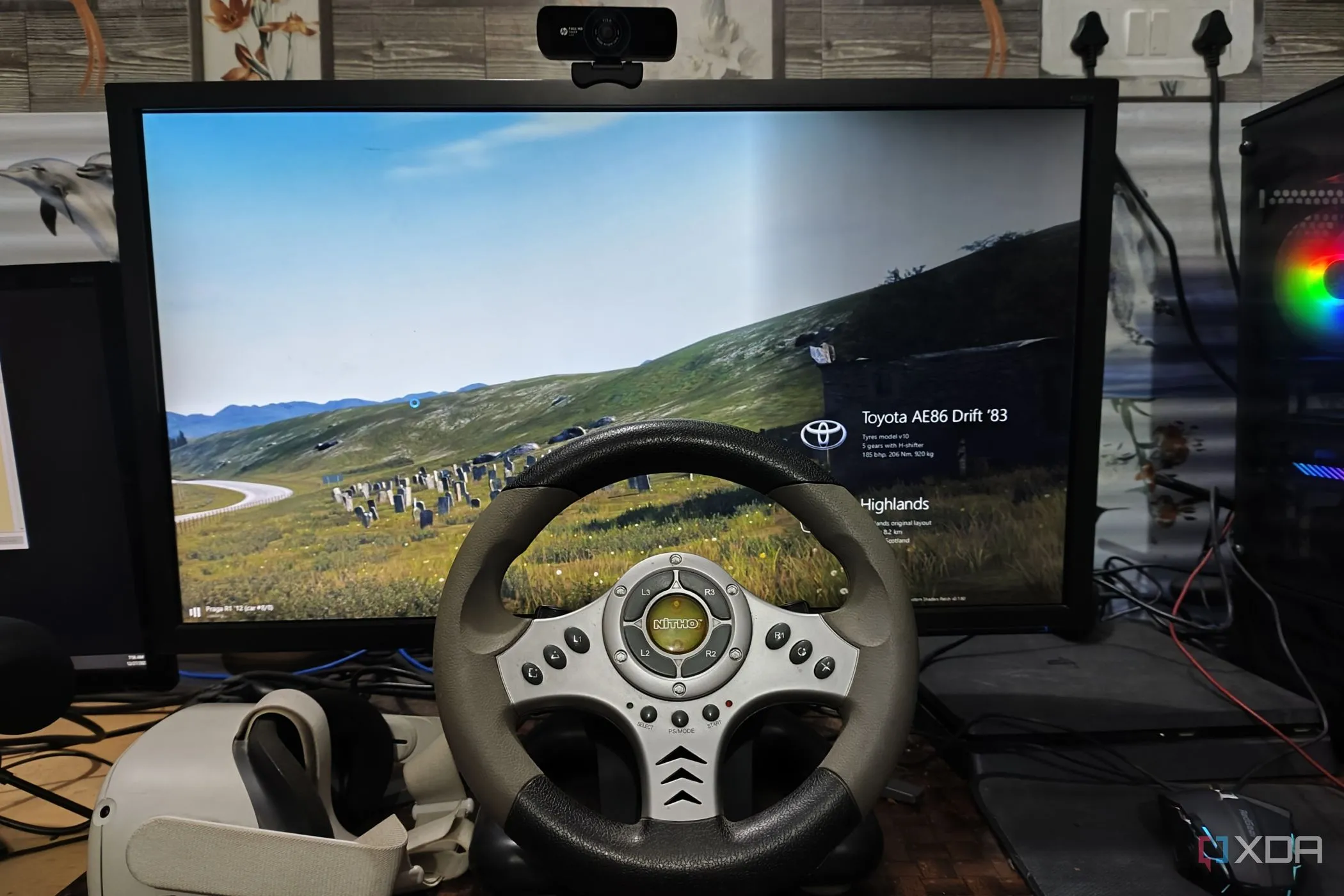 Người chơi trải nghiệm game đua xe trong thực tế ảo VR, minh họa khả năng giải trí của Meta Quest