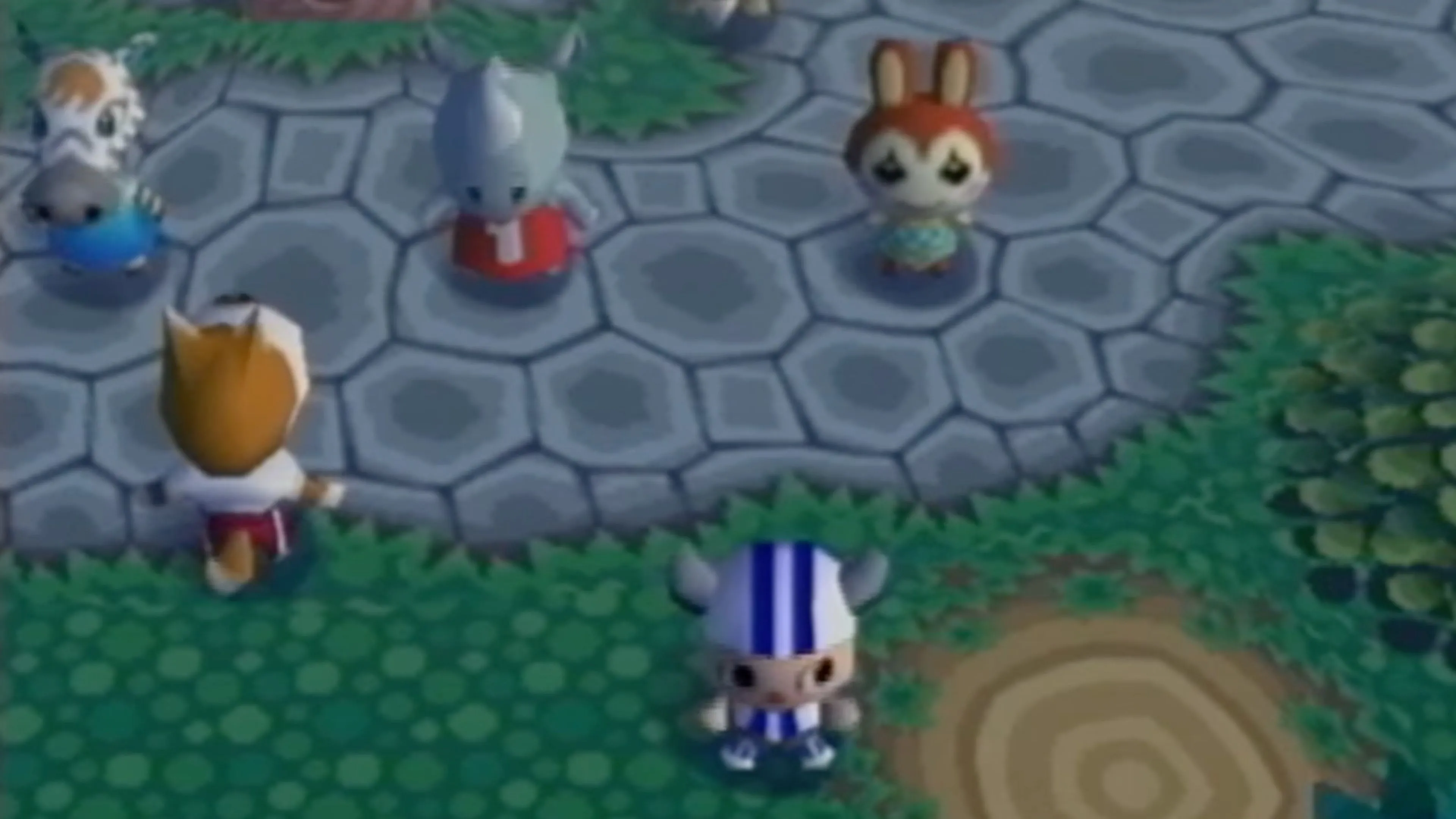 Nhân vật chính và những người bạn động vật trong thế giới Animal Crossing nguyên bản.
