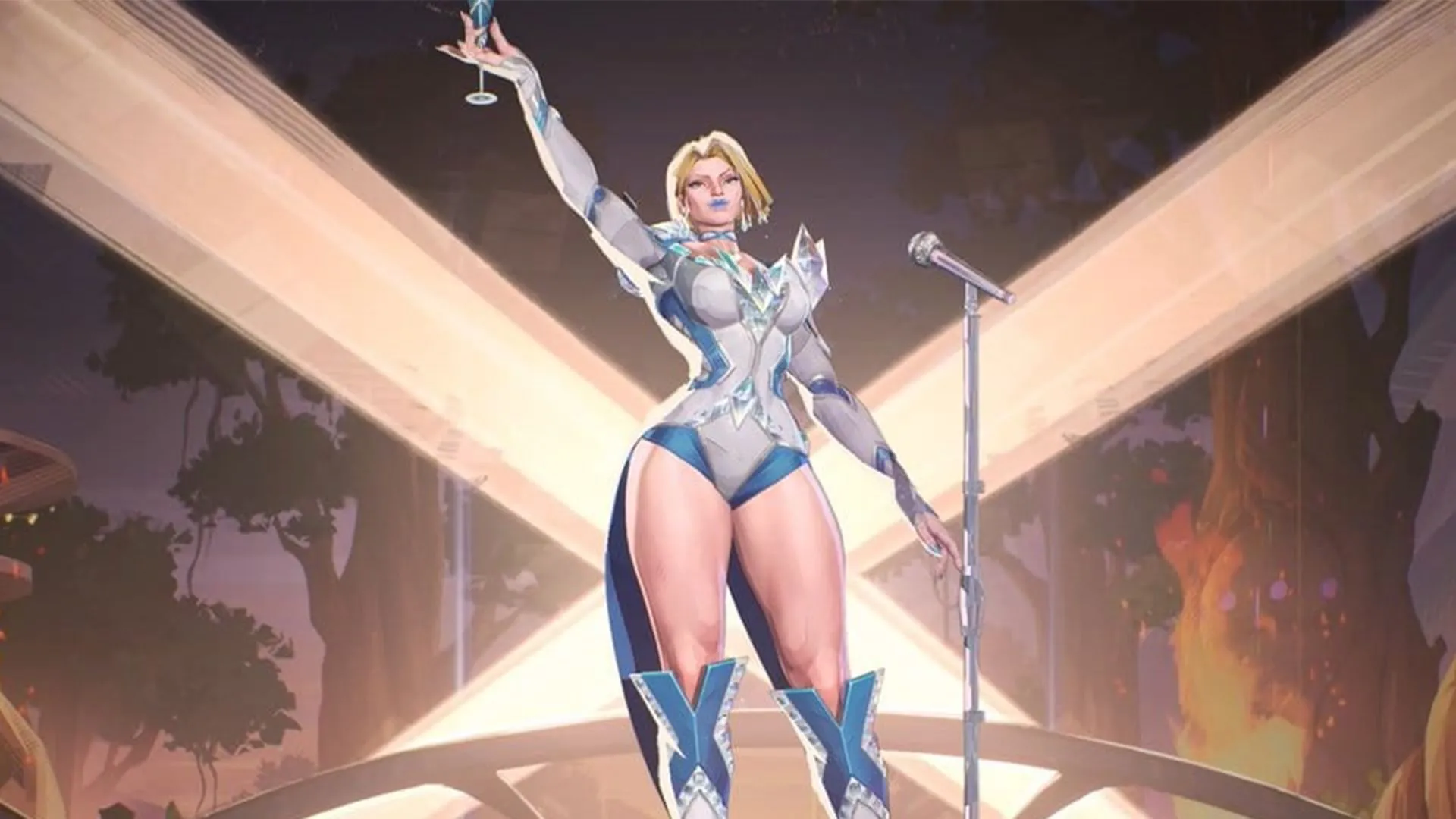 Nhân vật Emma Frost trong game Marvel Rivals thể hiện trang phục độc đáo