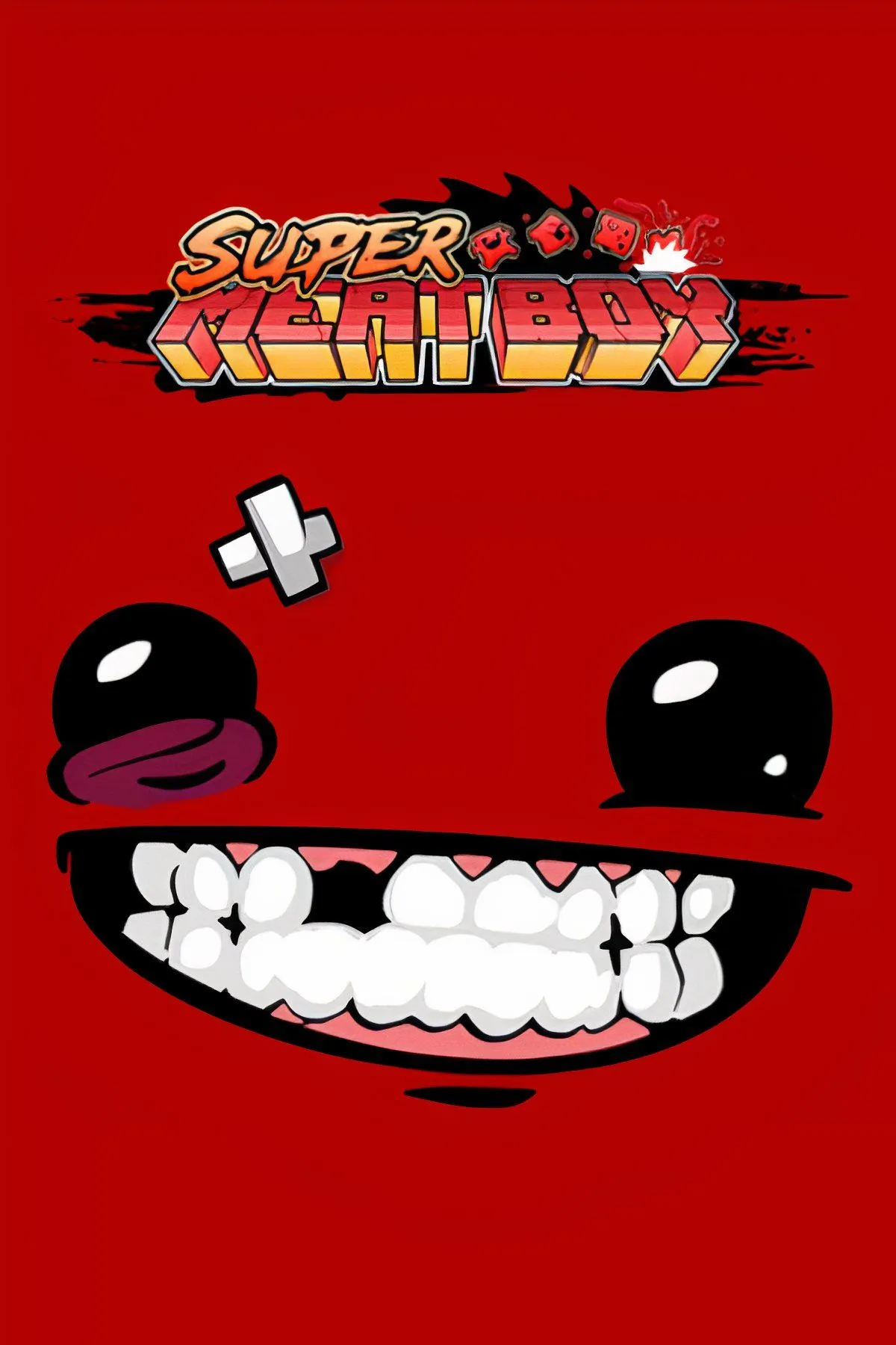 Nhân vật Meat Boy đang vượt qua chướng ngại vật chết người trong game đi cảnh thử thách Super Meat Boy.