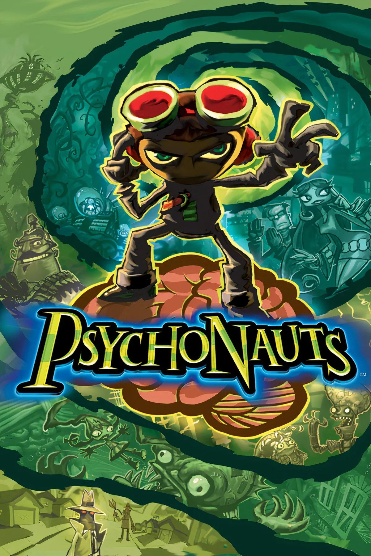 Nhân vật Raz khám phá một thế giới tâm lý siêu thực trong Psychonauts, game platformer độc đáo trên Xbox đời đầu