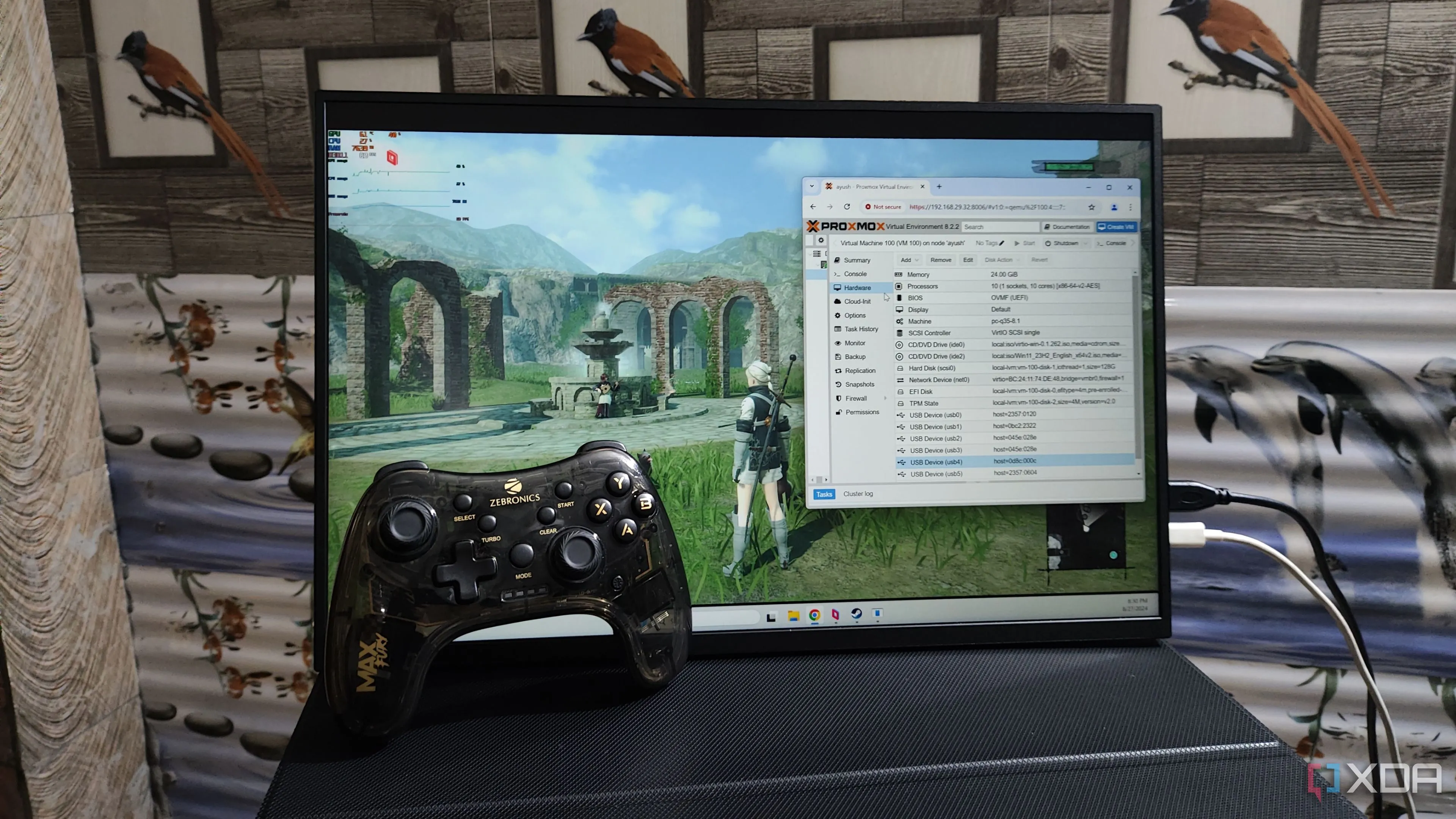 Nier Replicant chạy trên máy ảo Windows 11 Proxmox, stream bằng Parsec đến máy khách