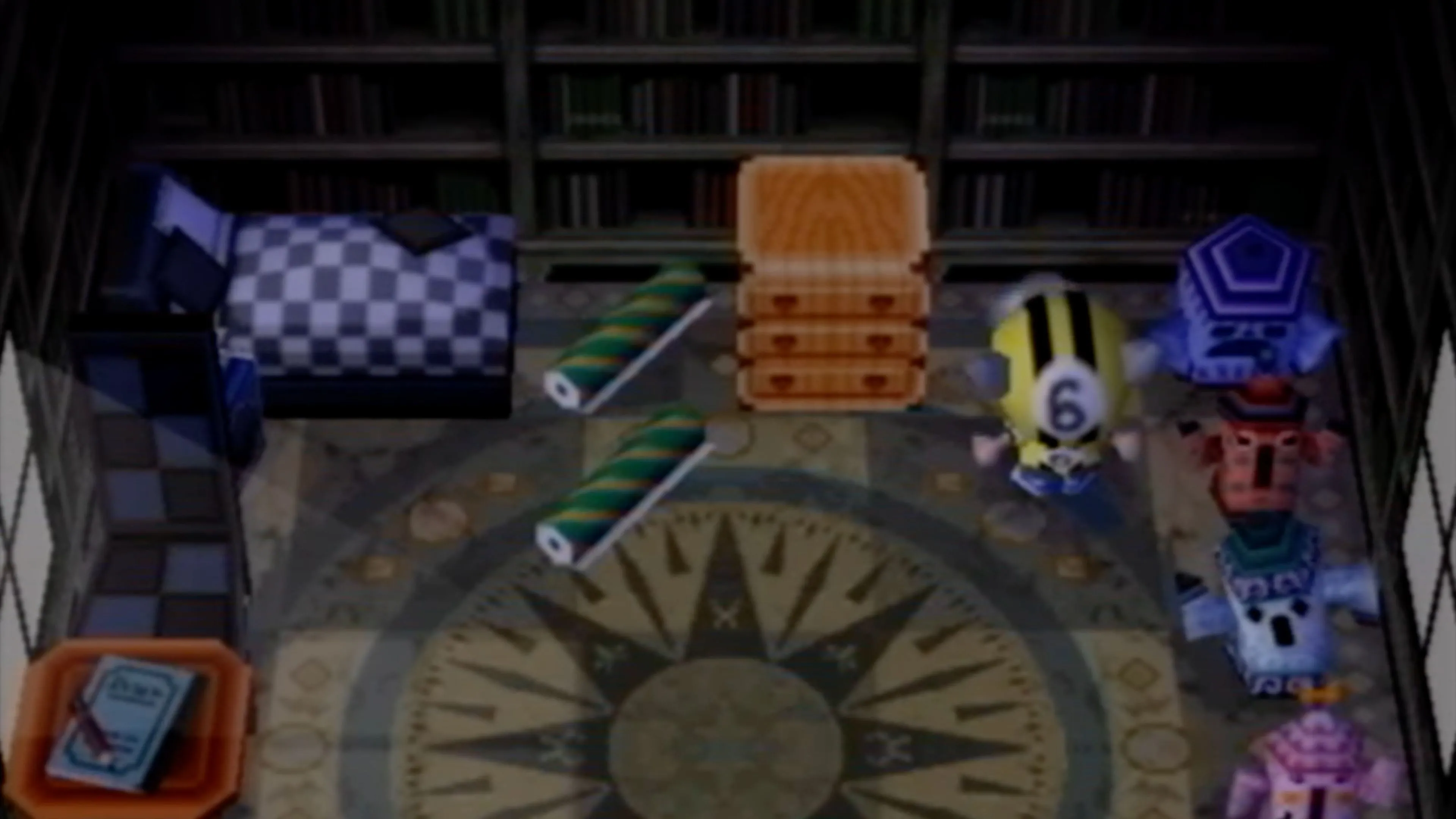 Nội thất nhà của nhân vật chính trong game Animal Crossing, thể hiện khả năng tùy chỉnh.
