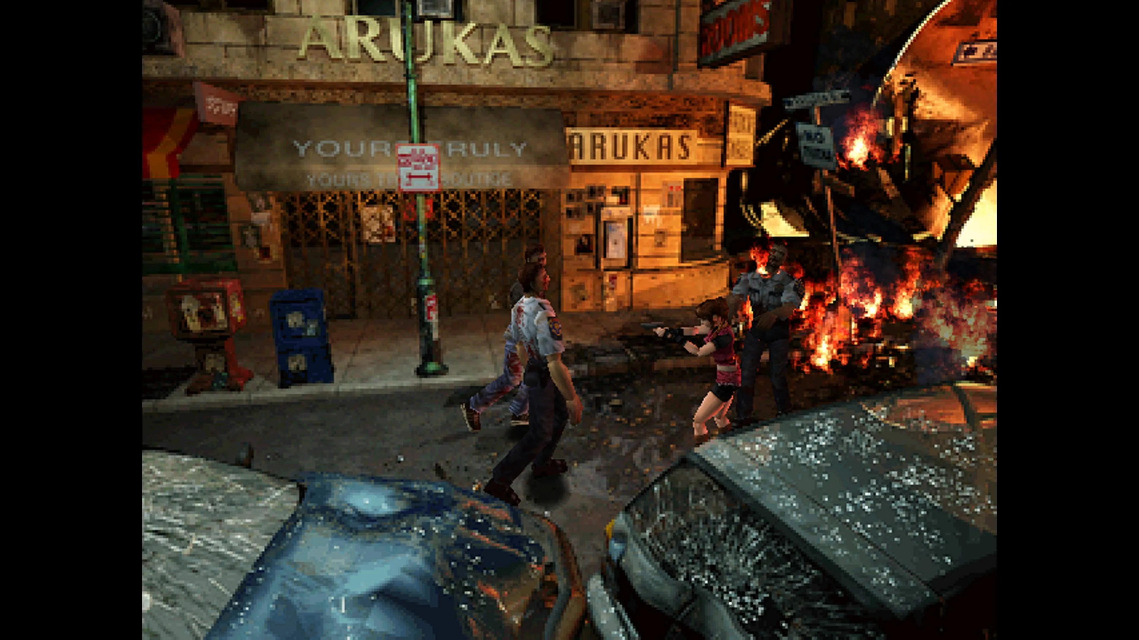 Nữ anh hùng Claire Redfield chiến đấu với zombie trong Resident Evil 2, game kinh dị sinh tồn kinh điển của PlayStation 1