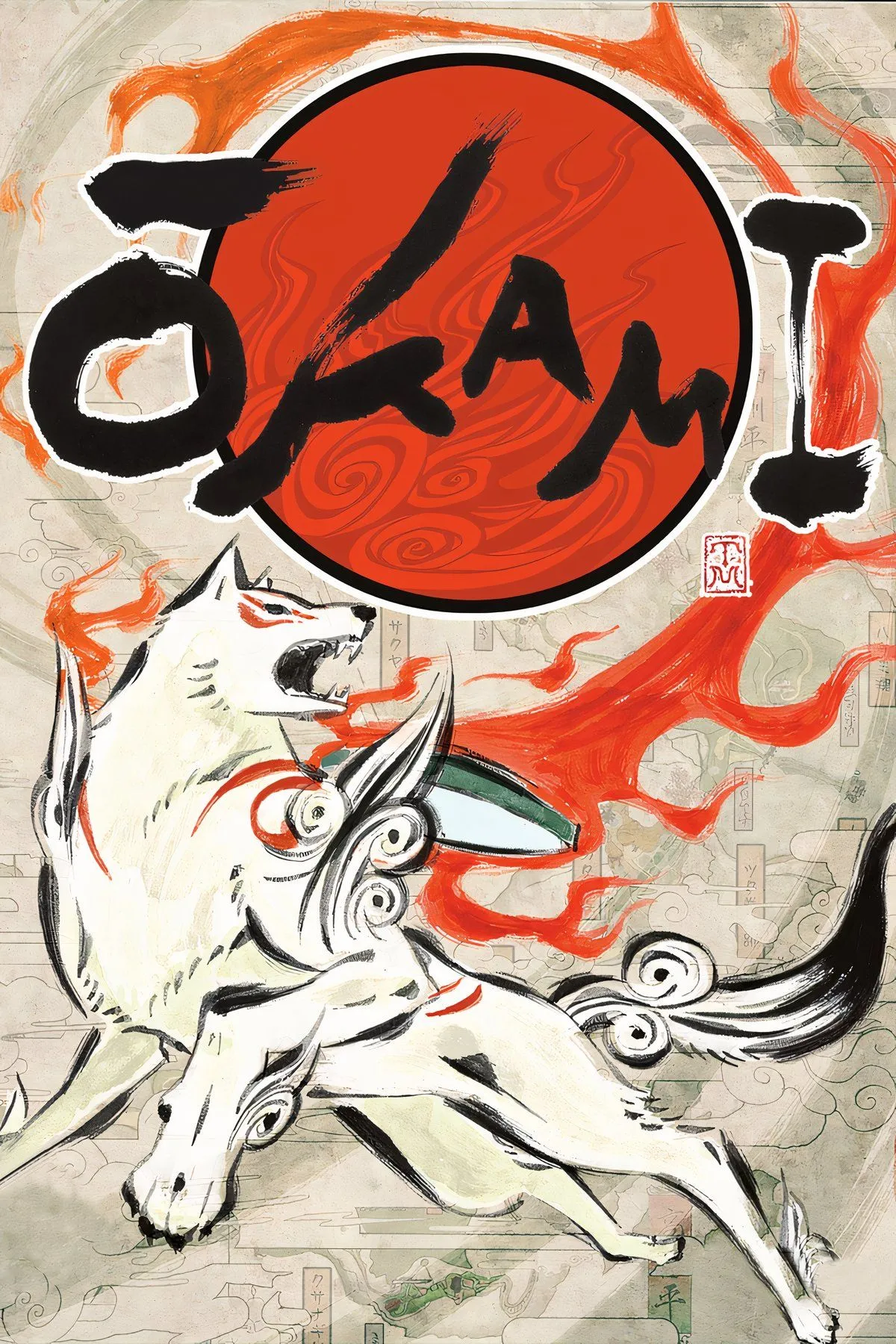 Nữ thần Amaterasu trong hình hài chó sói trắng của game Okami với phong cách đồ họa tranh thủy mặc Sumi-e độc đáo