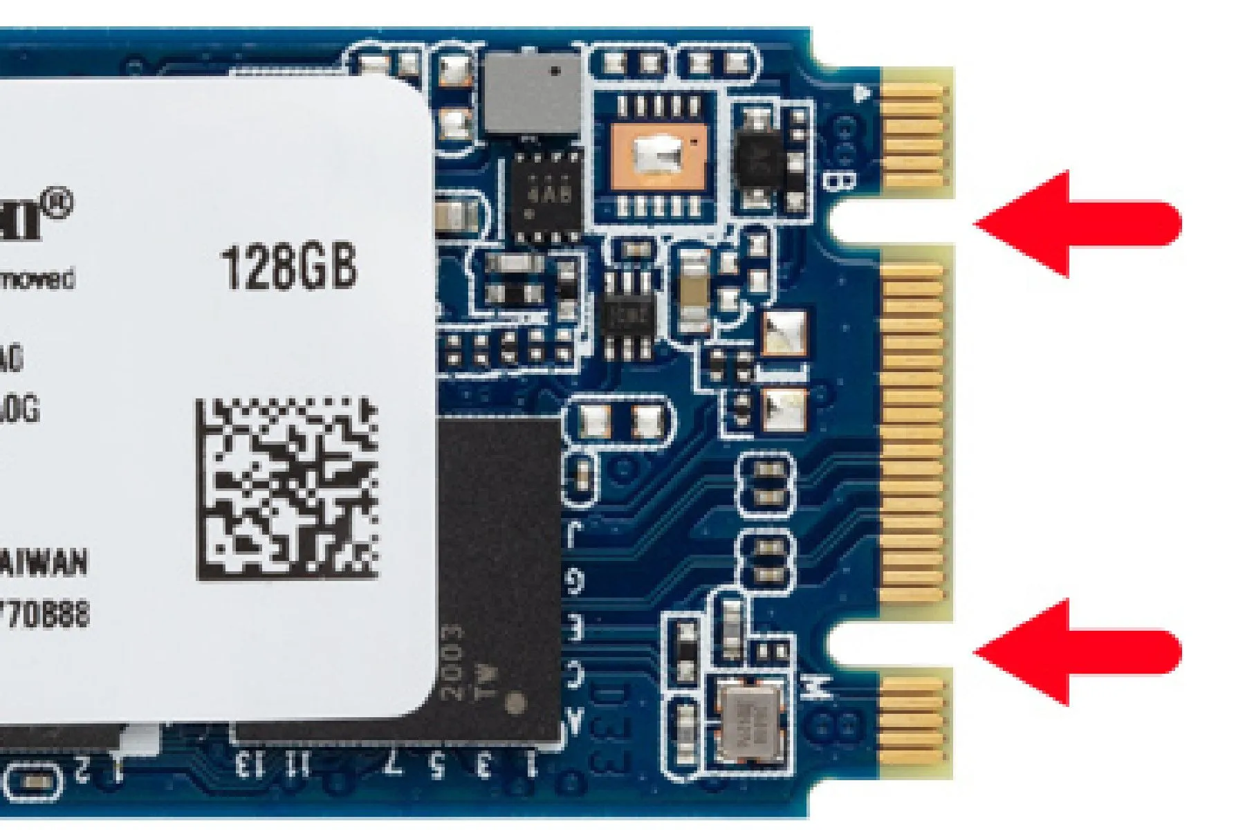 Ổ cứng M.2 SATA SSD với các loại khóa cắm (keying) B và M được đánh dấu
