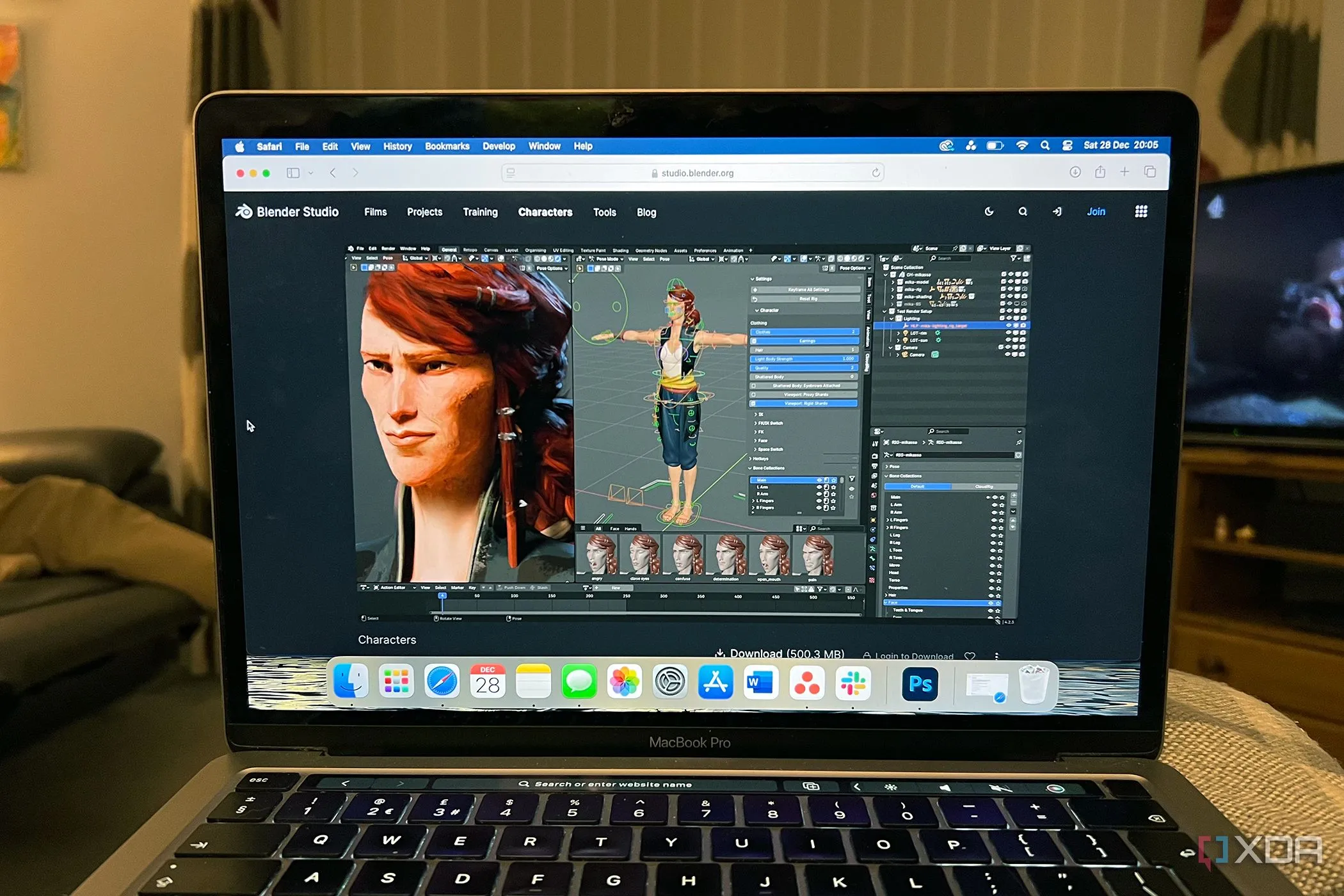 Phần mềm Blender chạy trên MacBook Pro, minh họa công cụ thiết kế 3D có thể kết hợp với AI để tạo ra các bản in chất lượng cao