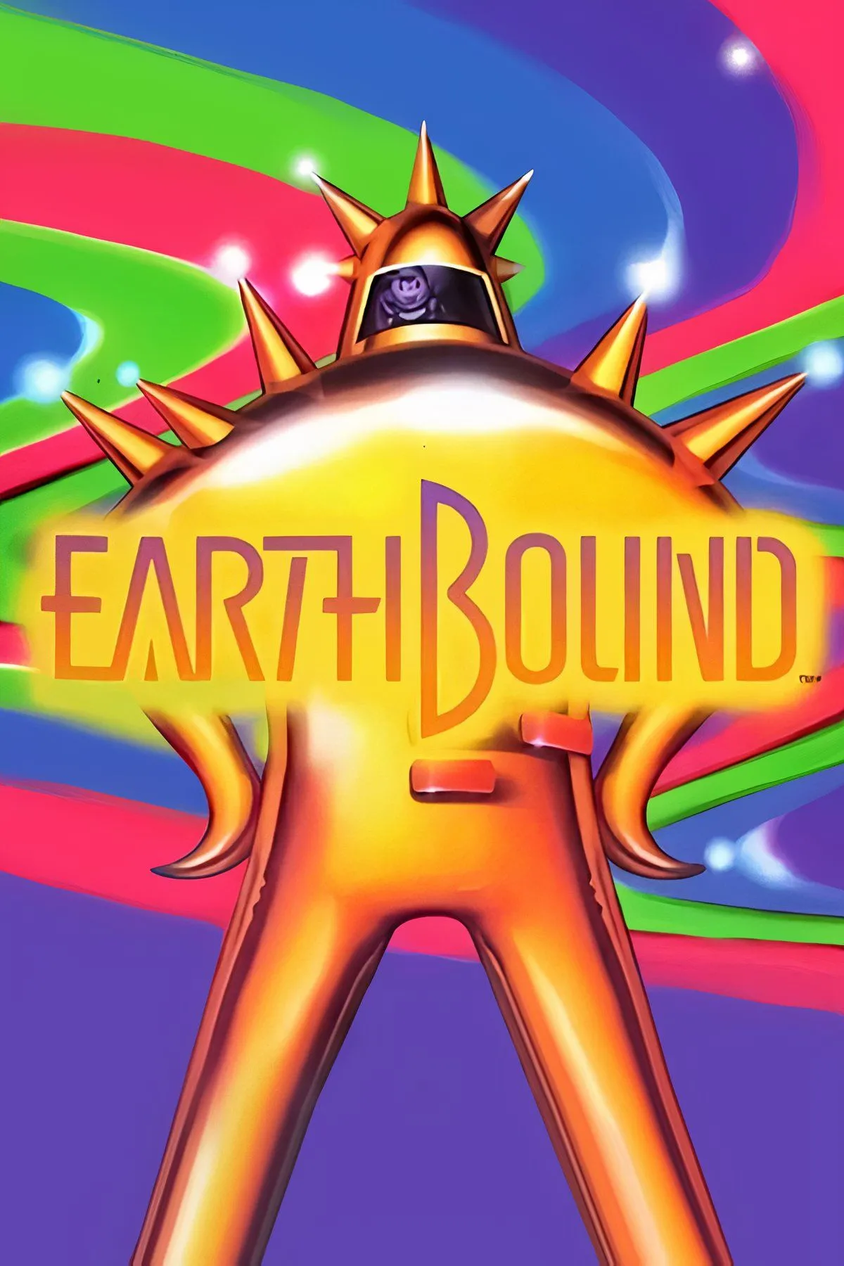 Phong cách nghệ thuật độc đáo của Earthbound, thể hiện nhân vật Ness và bạn bè trong một cảnh chiến đấu