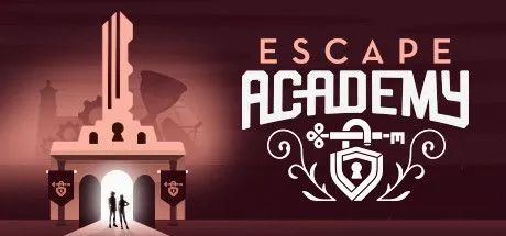 Poster game Escape Academy với các nhân vật học sinh đang giải mã các câu đố trong một căn phòng bí ẩn