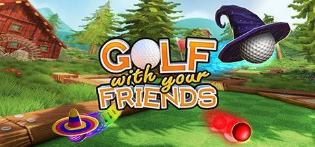 Poster game Golf With Your Friends với sân golf mini đầy màu sắc và những quả bóng golf vui nhộn
