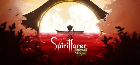 Poster game Spiritfarer với nhân vật Stella và mèo Daffodil trên chiếc thuyền chở linh hồn lãng mạn