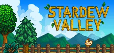 Poster game Stardew Valley với hình ảnh nông trại bình yên, các nhân vật và sinh vật đáng yêu