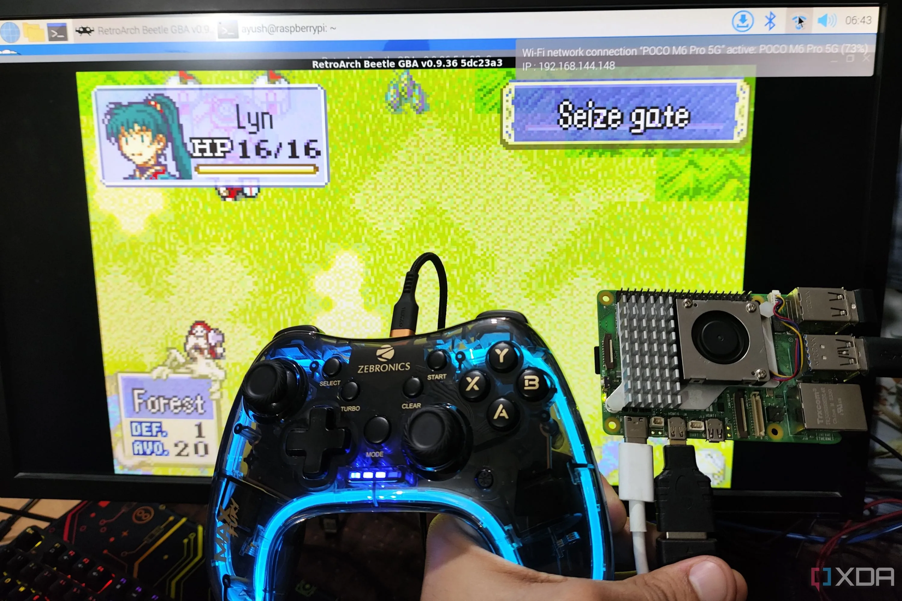 Raspberry Pi 5 và tay cầm chơi game, thiết lập cho hệ điều hành giả lập chuyên biệt