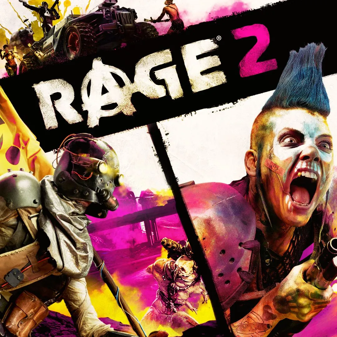 Sản phẩm game Rage 2 với hình ảnh nhân vật chính cầm súng
