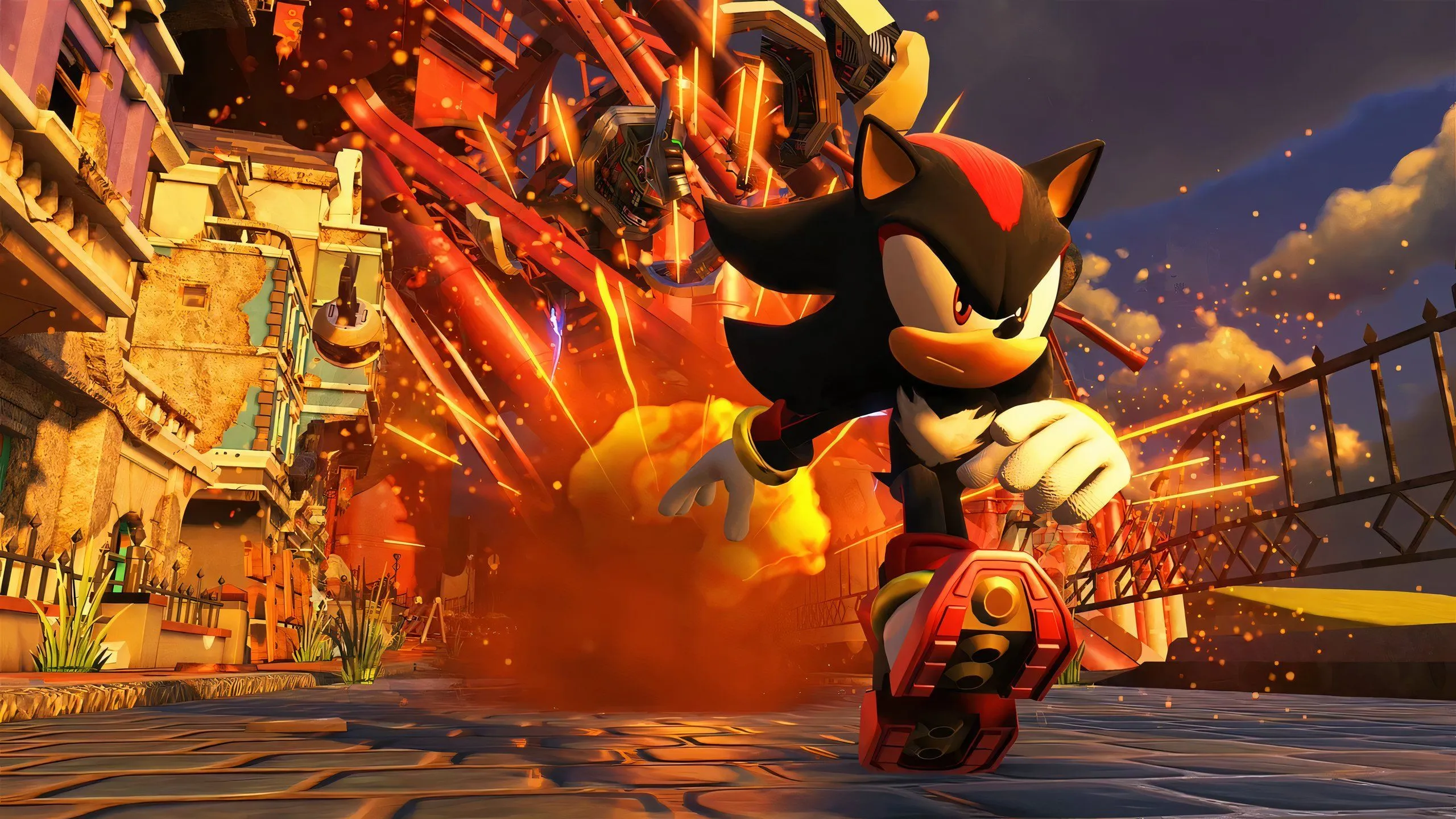 Shadow the Hedgehog trong tư thế sẵn sàng chiến đấu, minh họa đồ họa game
