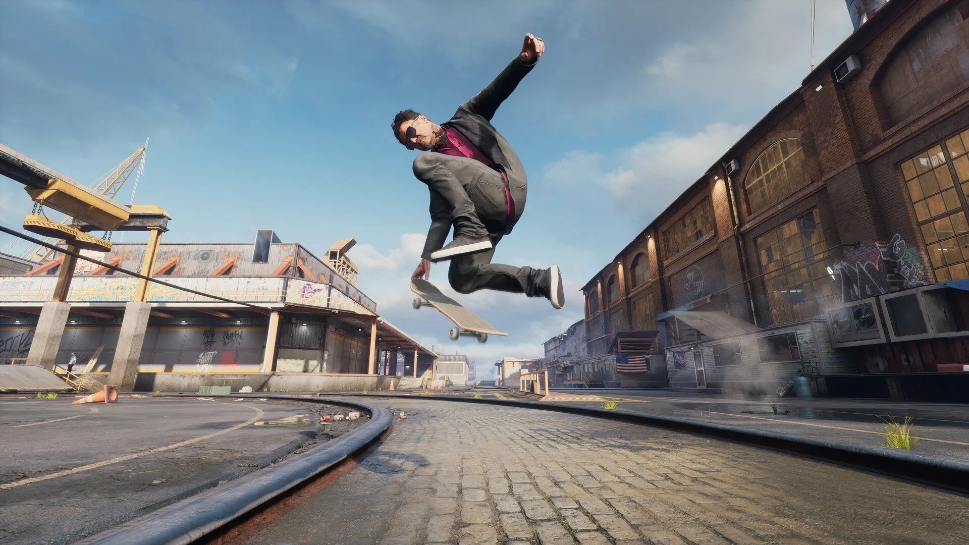 Skater Bam Margera thực hiện trick trên không trong Tony Hawk's Pro Skater 3 + 4