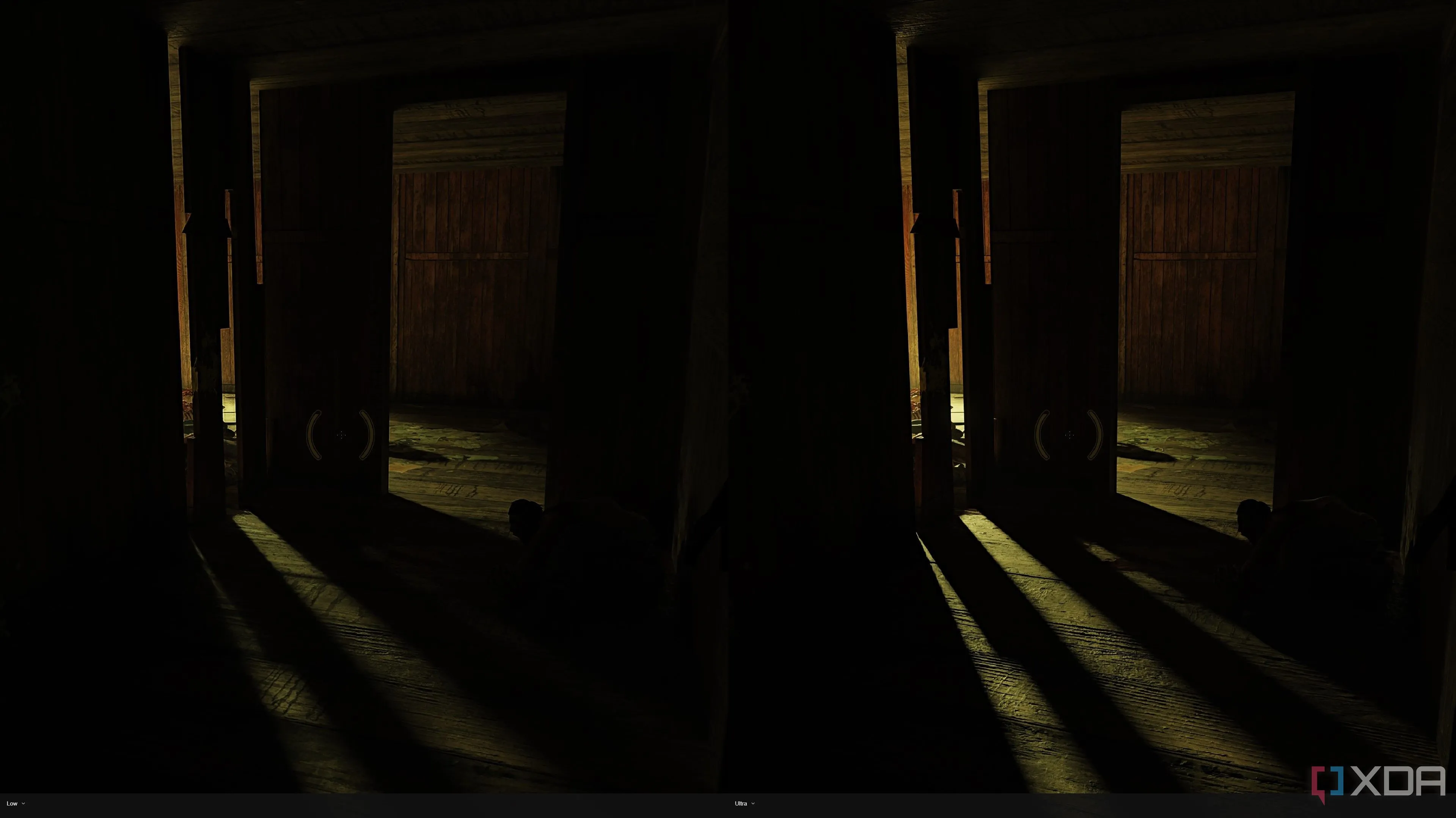 So sánh hiệu ứng ánh sáng và không khí trong Half-Life 2 RTX tại khu vực Ravenholm giữa các cài đặt đồ họa