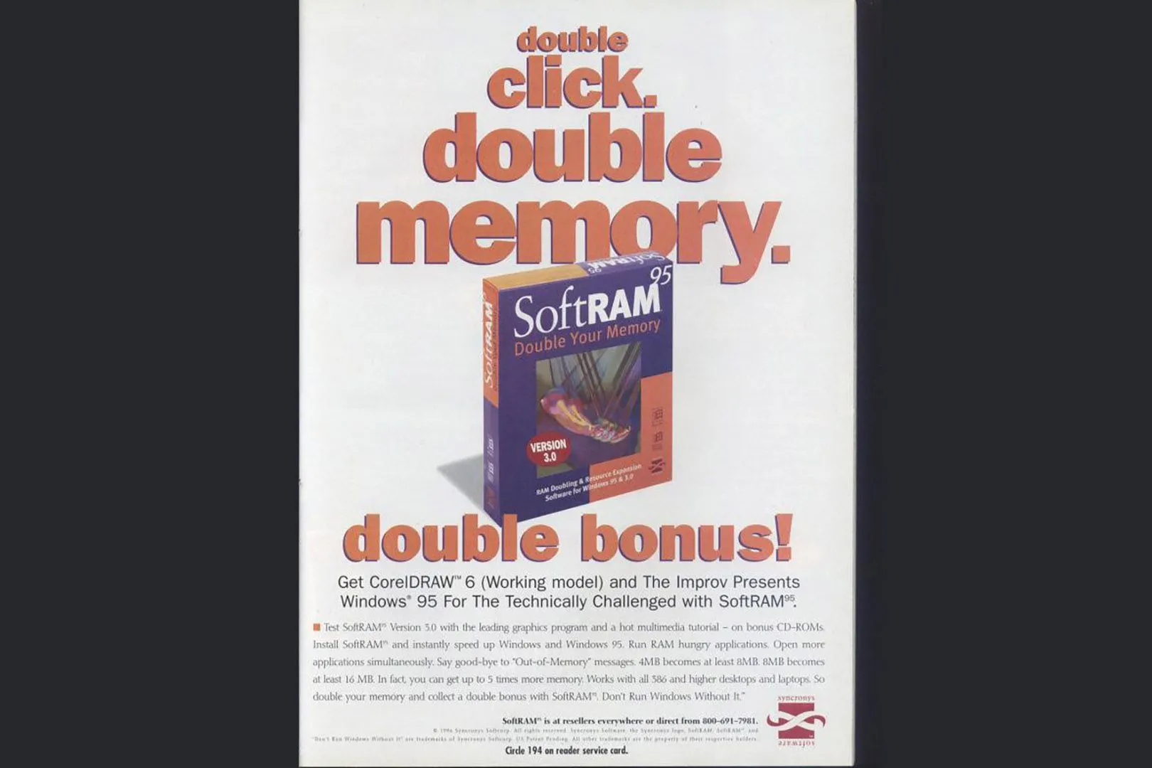 ​​​​​​​SoftRAM advertisement - PC Computing Magazine