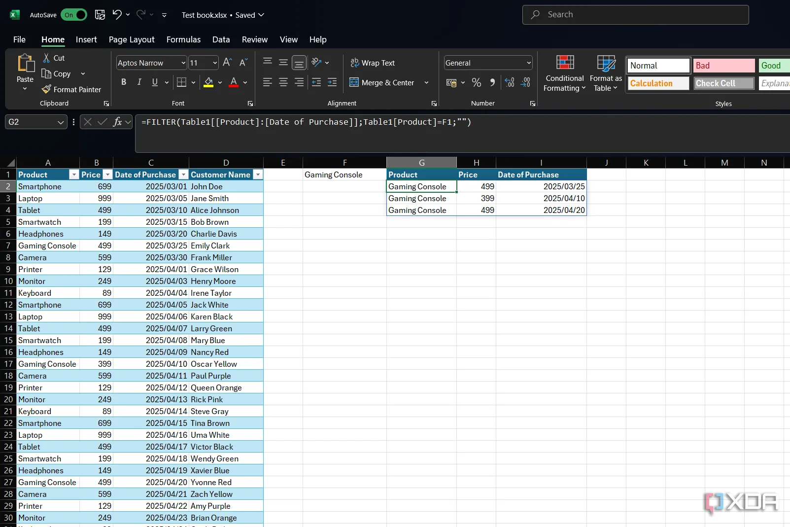 sử dụng hàm filter trong excel