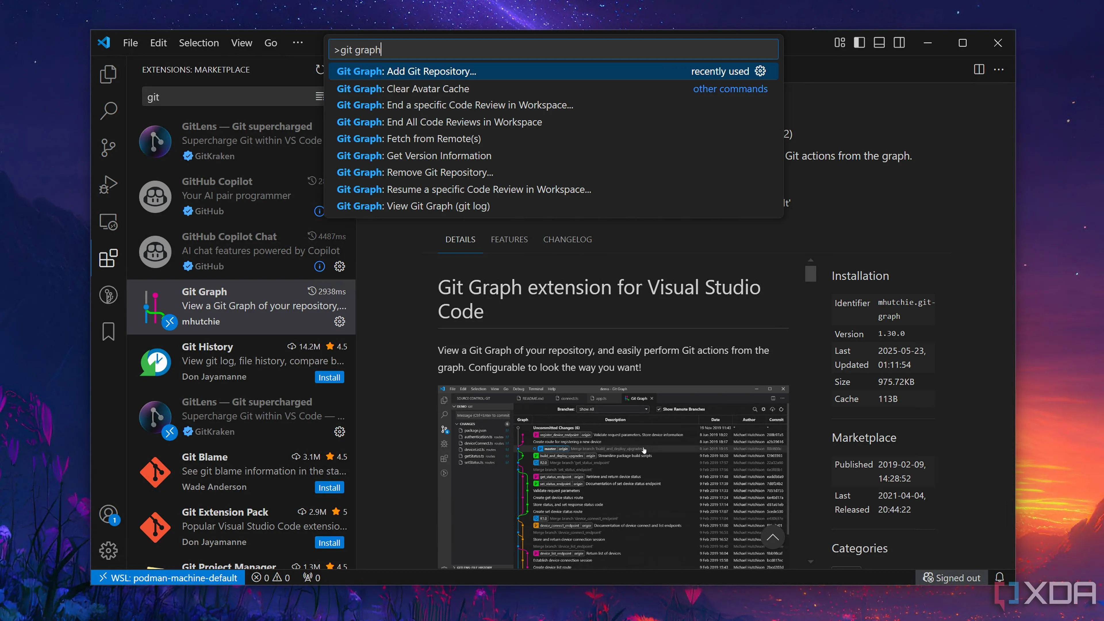 Sử dụng tiện ích Git Graph trong VS Code để xem lịch sử commit và quản lý phiên bản