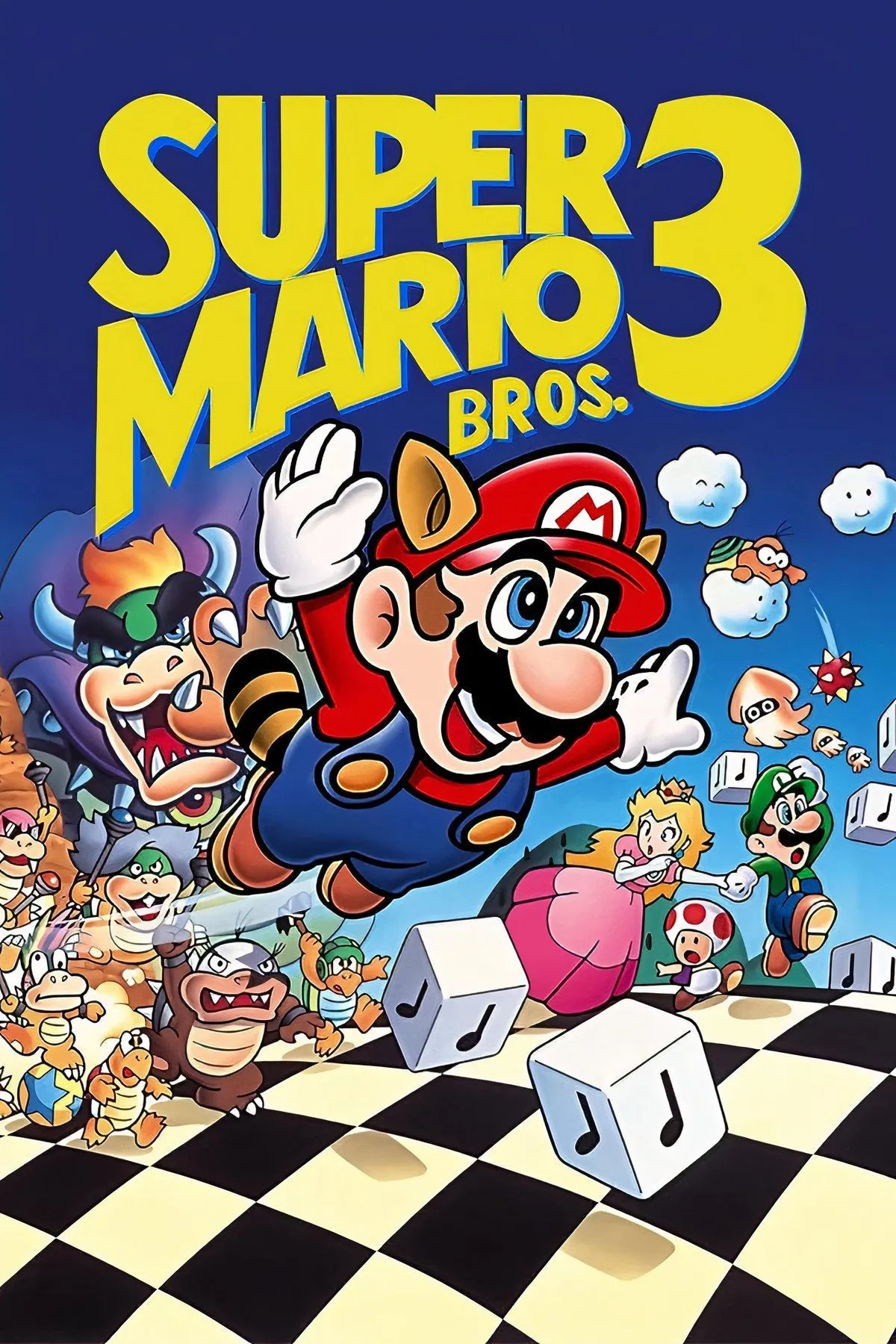 Super Mario đang bay với Tanooki Suit trong Super Mario Bros. 3