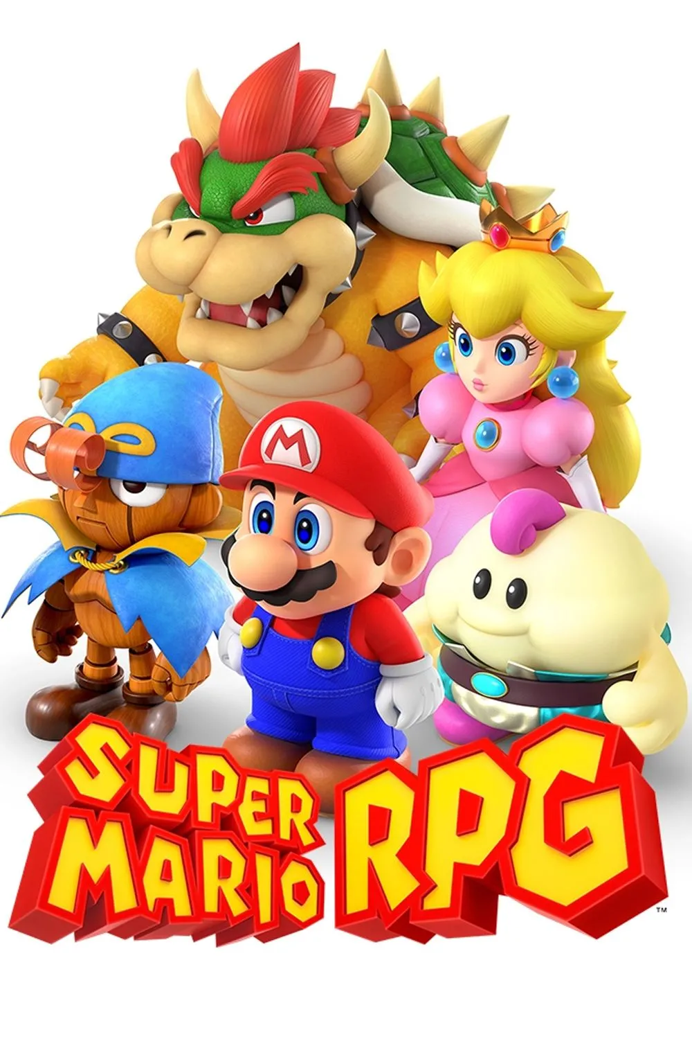 Super Mario RPG trên Nintendo Switch với hình ảnh Mario, Mallow và Geno trong trận chiến