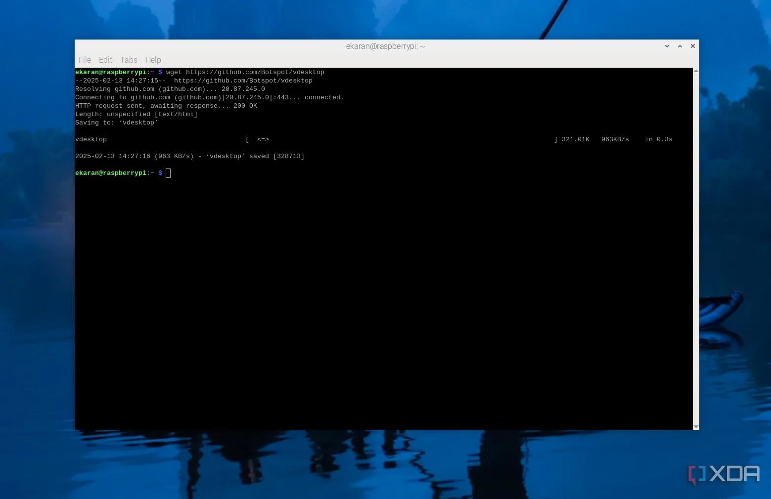 Tải ứng dụng Vdesktop từ GitHub về Raspberry Pi bằng lệnh wget, chuẩn bị cho việc biên dịch mã nguồn