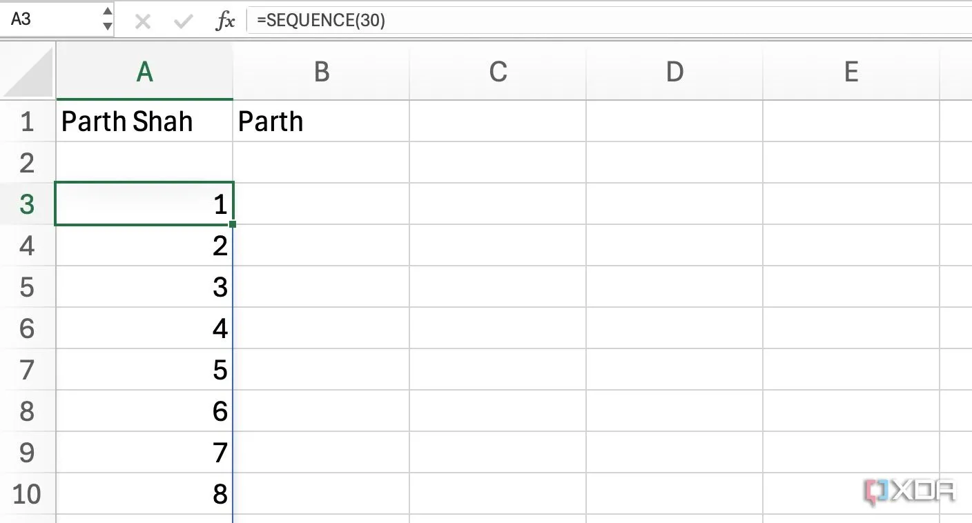 Tạo dãy số tự động bằng hàm SEQUENCE trong Excel