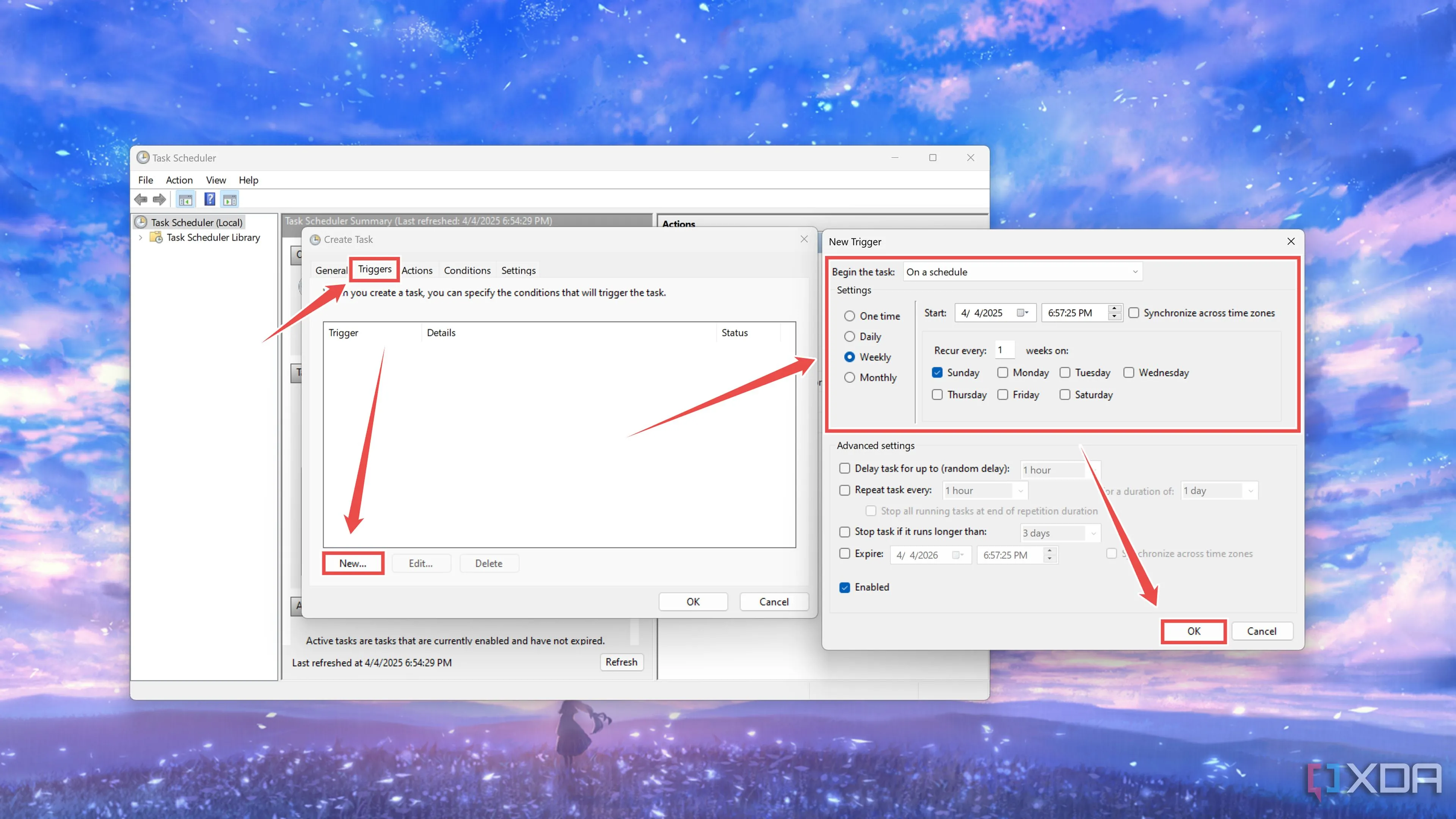 Tạo Trigger (Kích hoạt) mới, cấu hình tần suất chạy cho tác vụ Robocopy