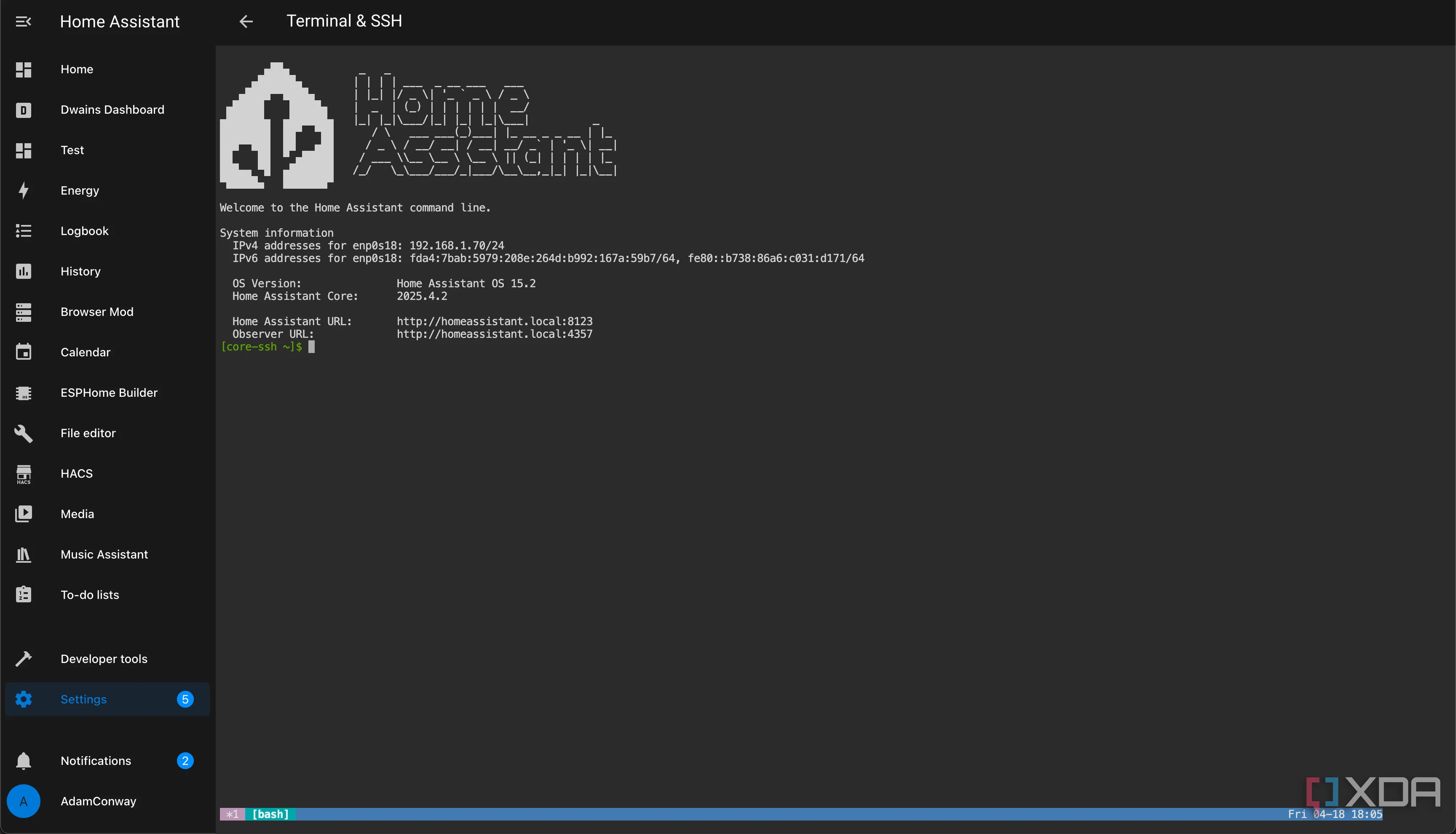 Terminal &amp; SSH add-on cho phép truy cập dòng lệnh của Home Assistant trên trình duyệt