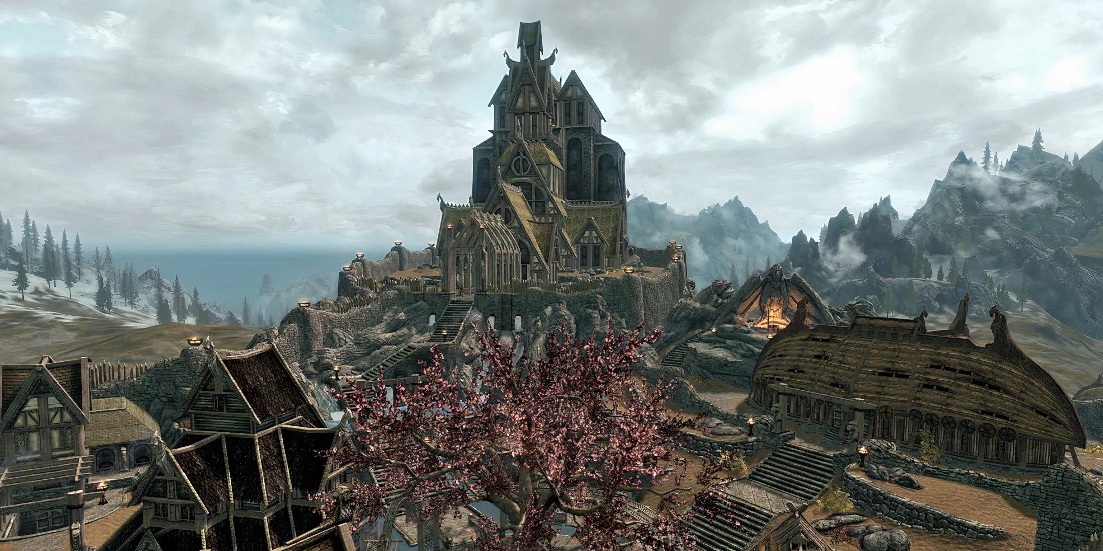 Thành phố Whiterun trong Skyrim, một trong những địa điểm mang tính biểu tượng của game
